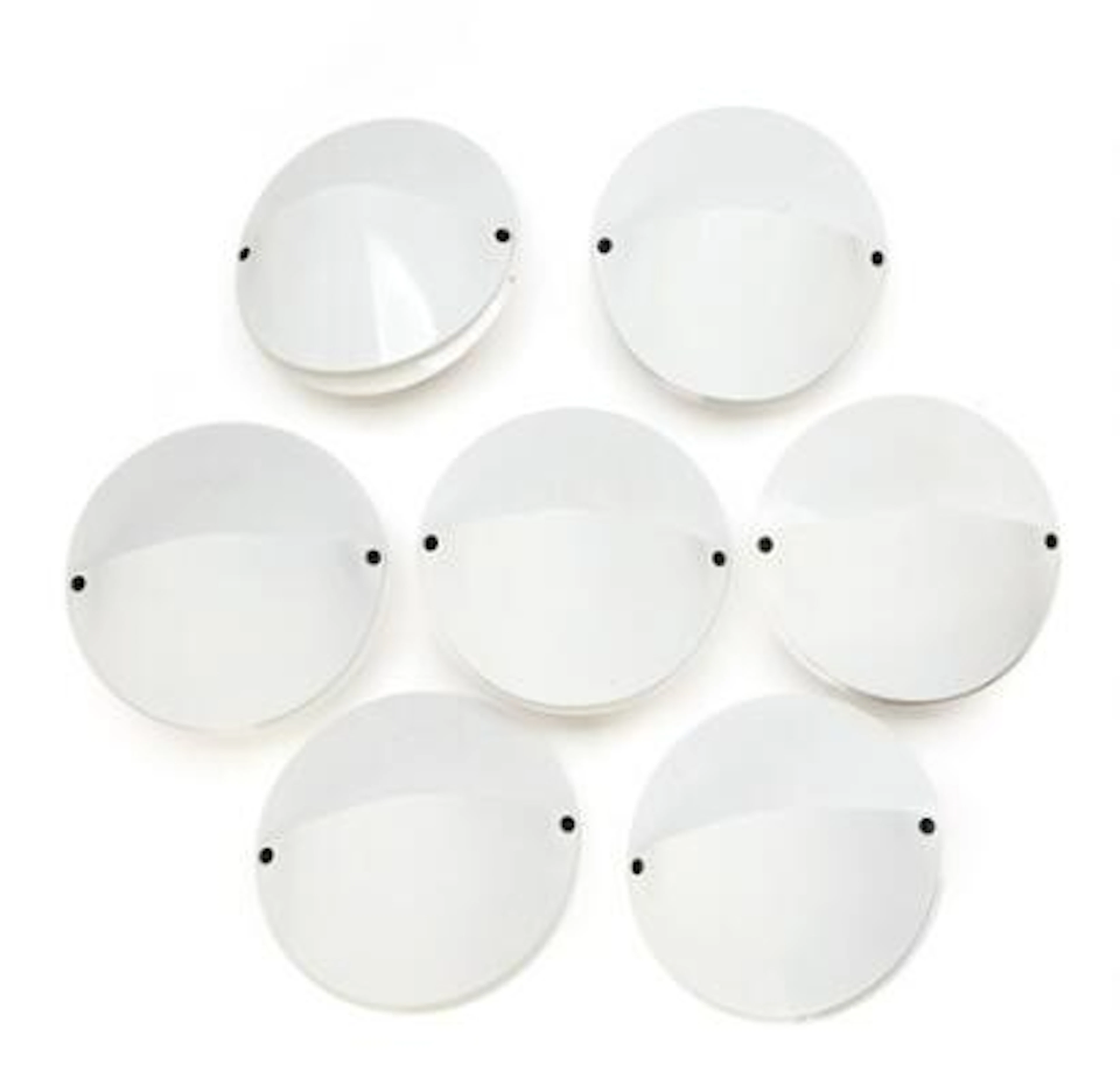 Achille Castiglioni: "Giovi". Set of seven white lacquered metal wall