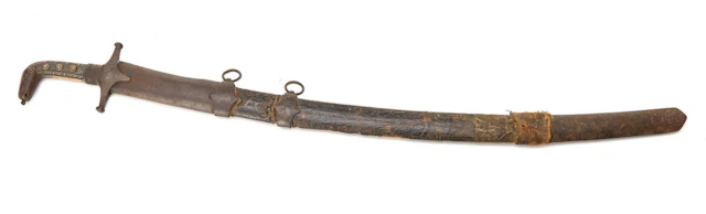 Arabic shamshir around 1800 in scabbard mounted with silver-touched