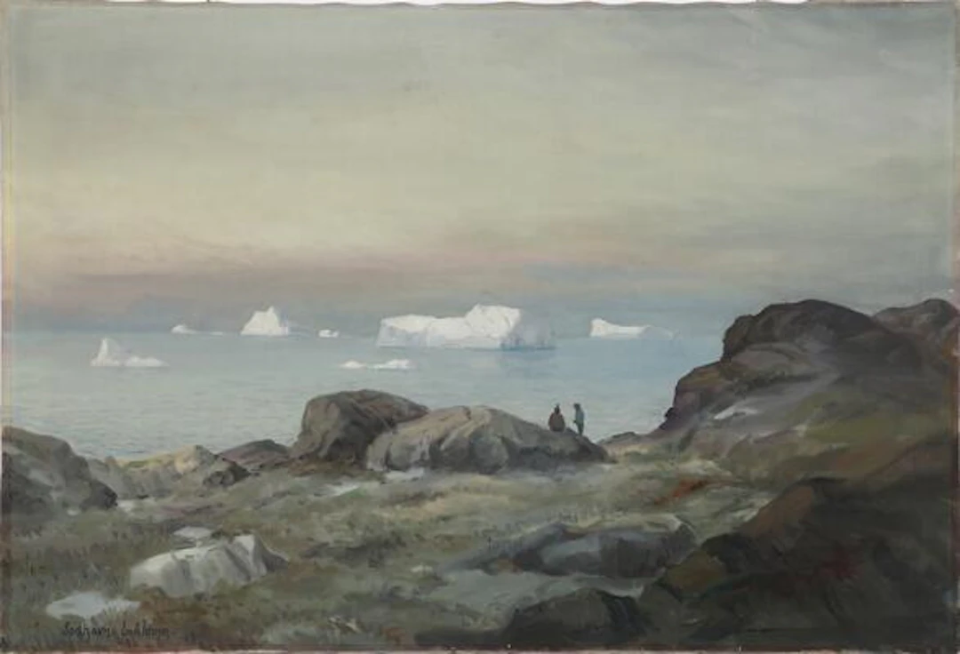 Emanuel A. Petersen: Coastal scene from Qeqertarsuaq in Northern Greenland.