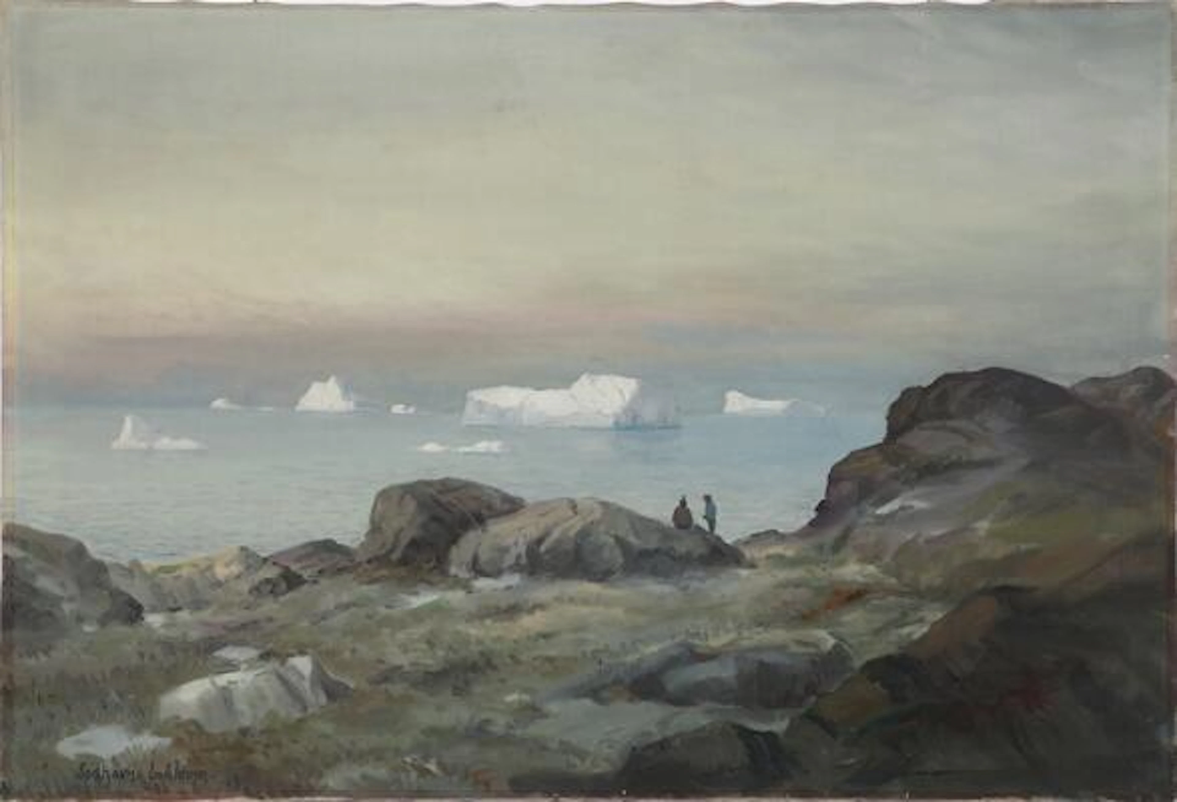 Emanuel A. Petersen: Coastal scene from Qeqertarsuaq in Northern Greenland.