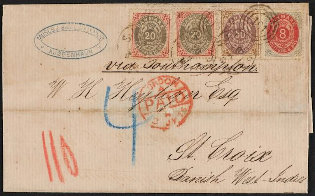 1875. 8 øre, 2 x 20 øre (1.print) and 50 øre (2.print). Totally 98