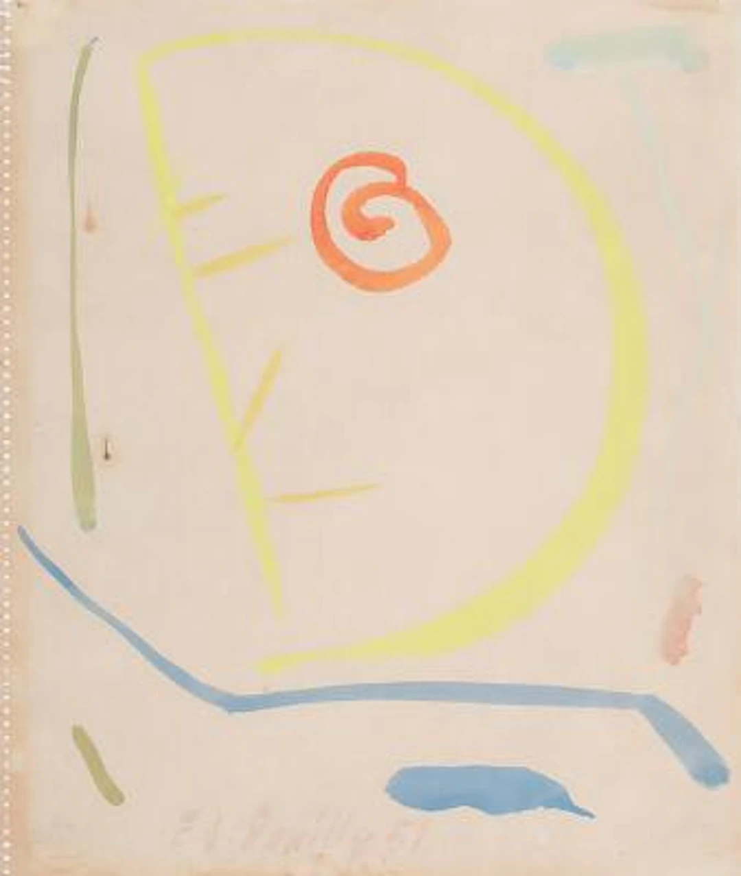 Egill Jacobsen: Mask Composition. Signed E.J. Pouilly 51. Watercolour