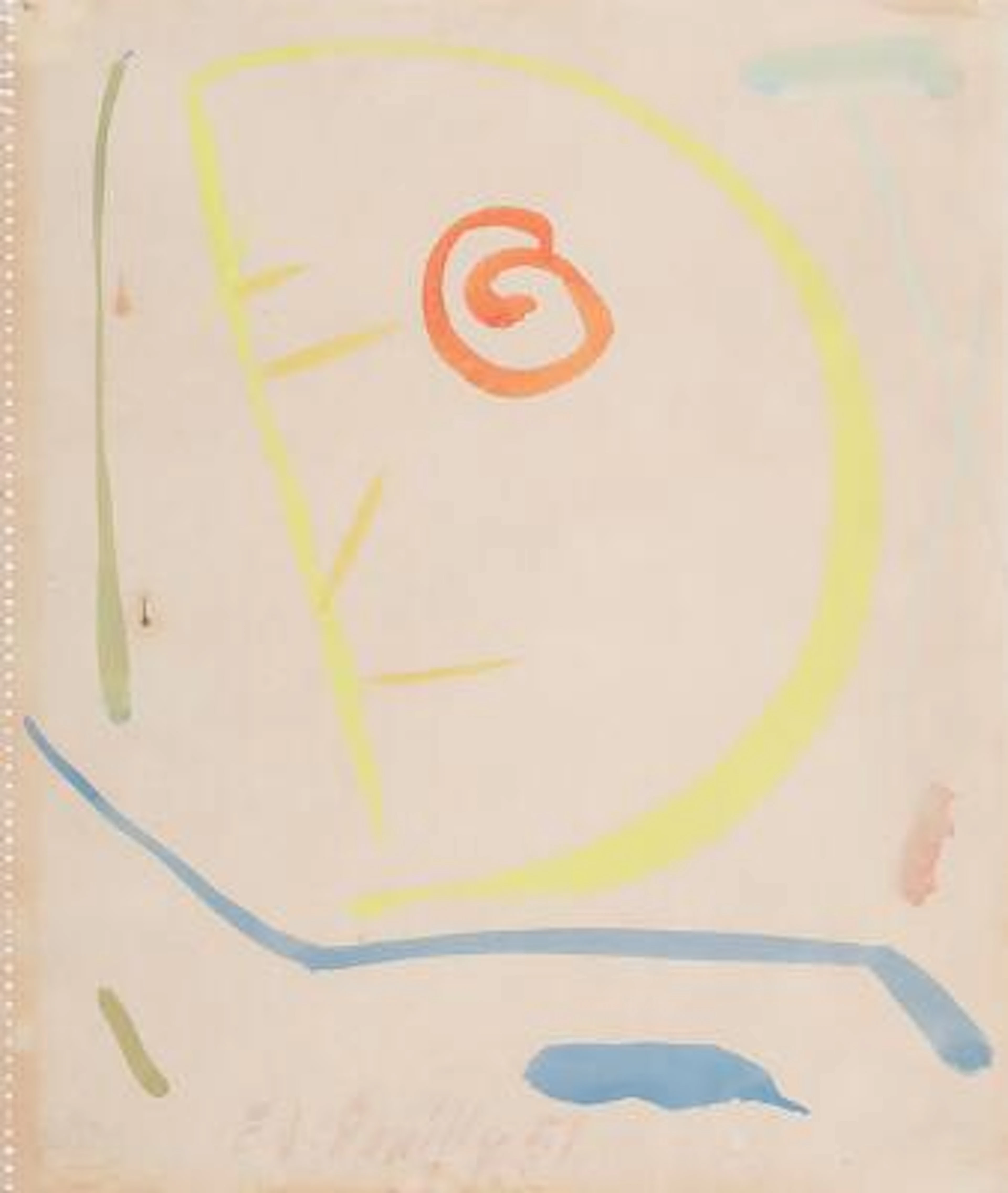 Egill Jacobsen: Mask Composition. Signed E.J. Pouilly 51. Watercolour