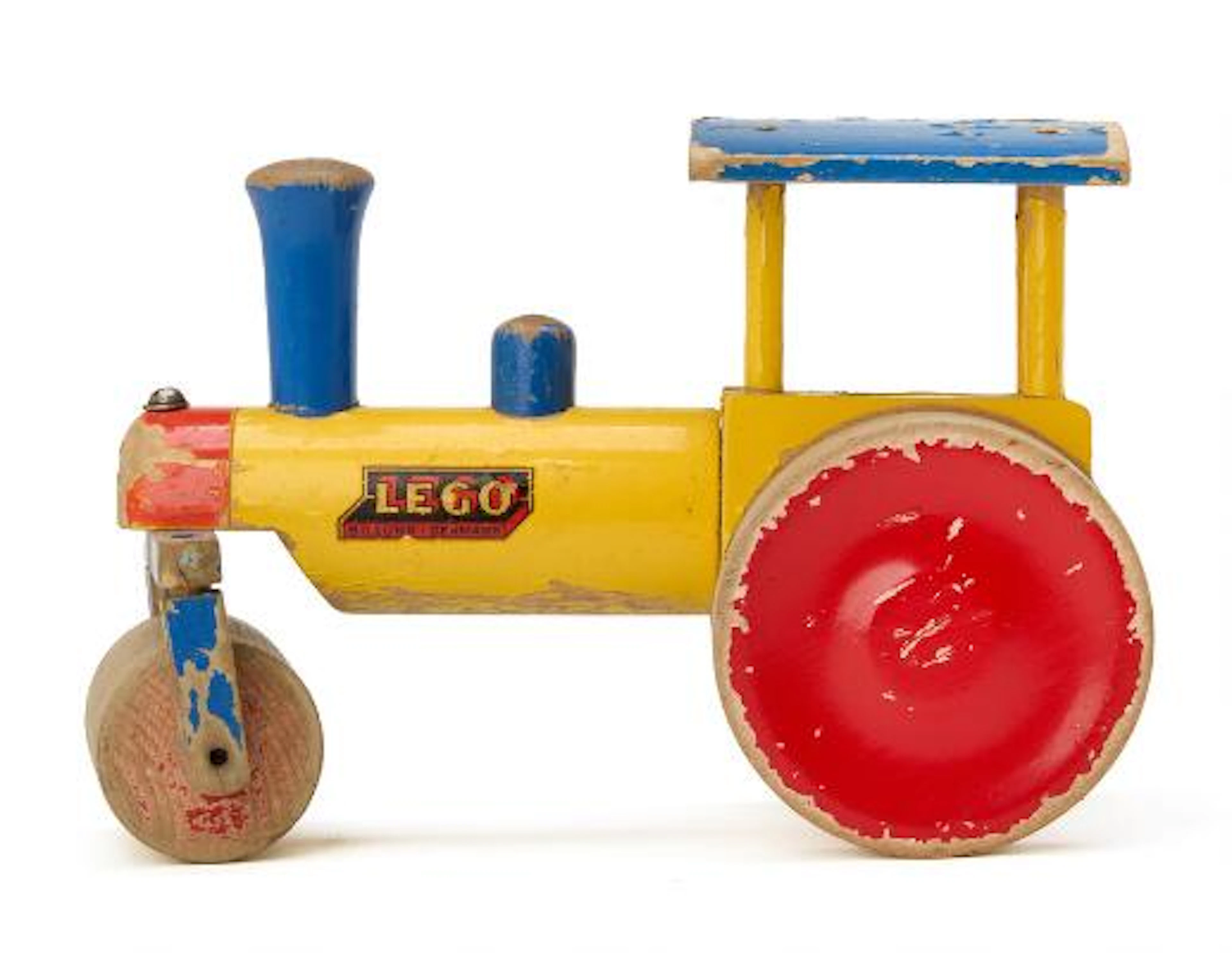 LEGO: Steam drum made of painted wood, sticker LEGO-Billund Denmark.