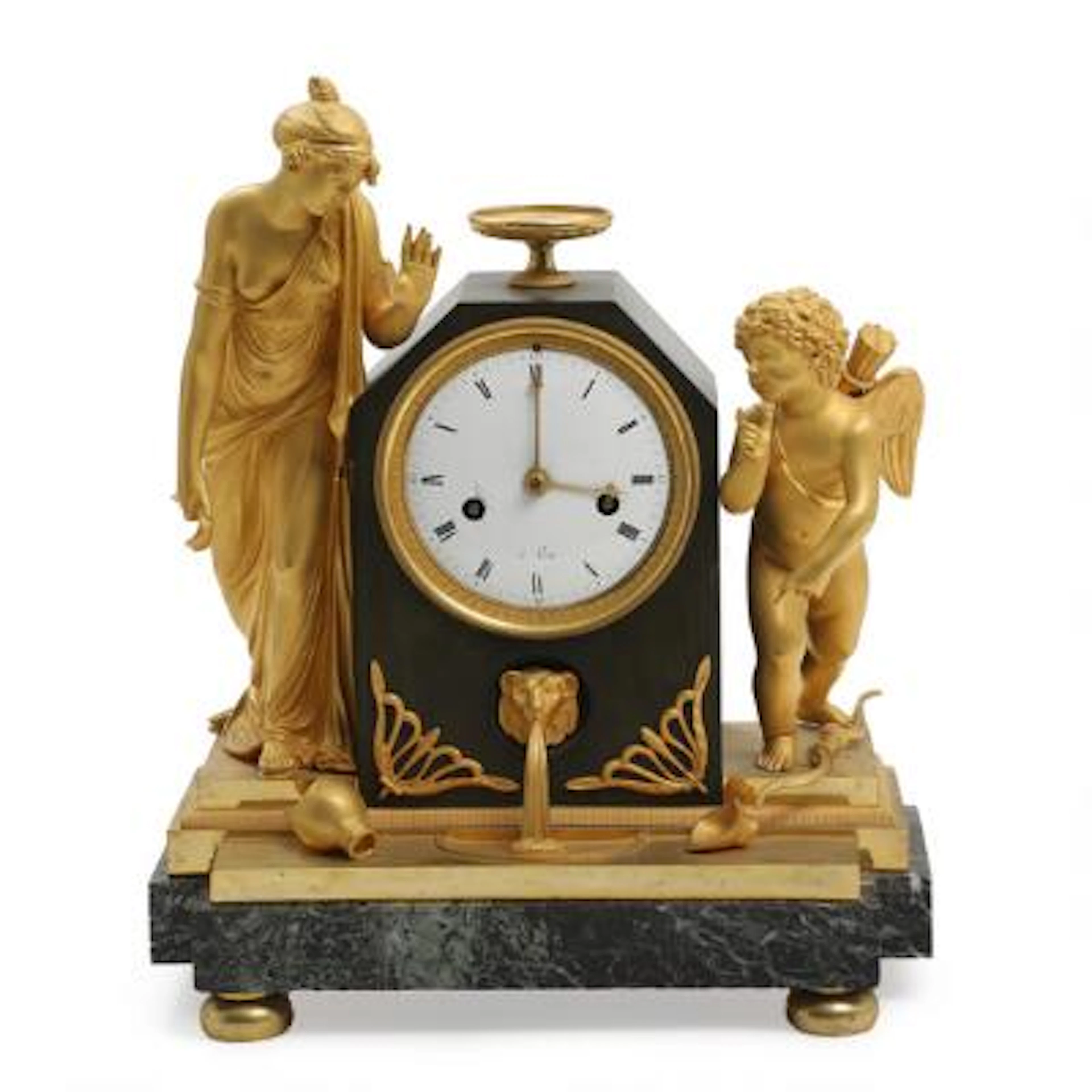 An early 19th century French Empire partly patinated and gilt bronze