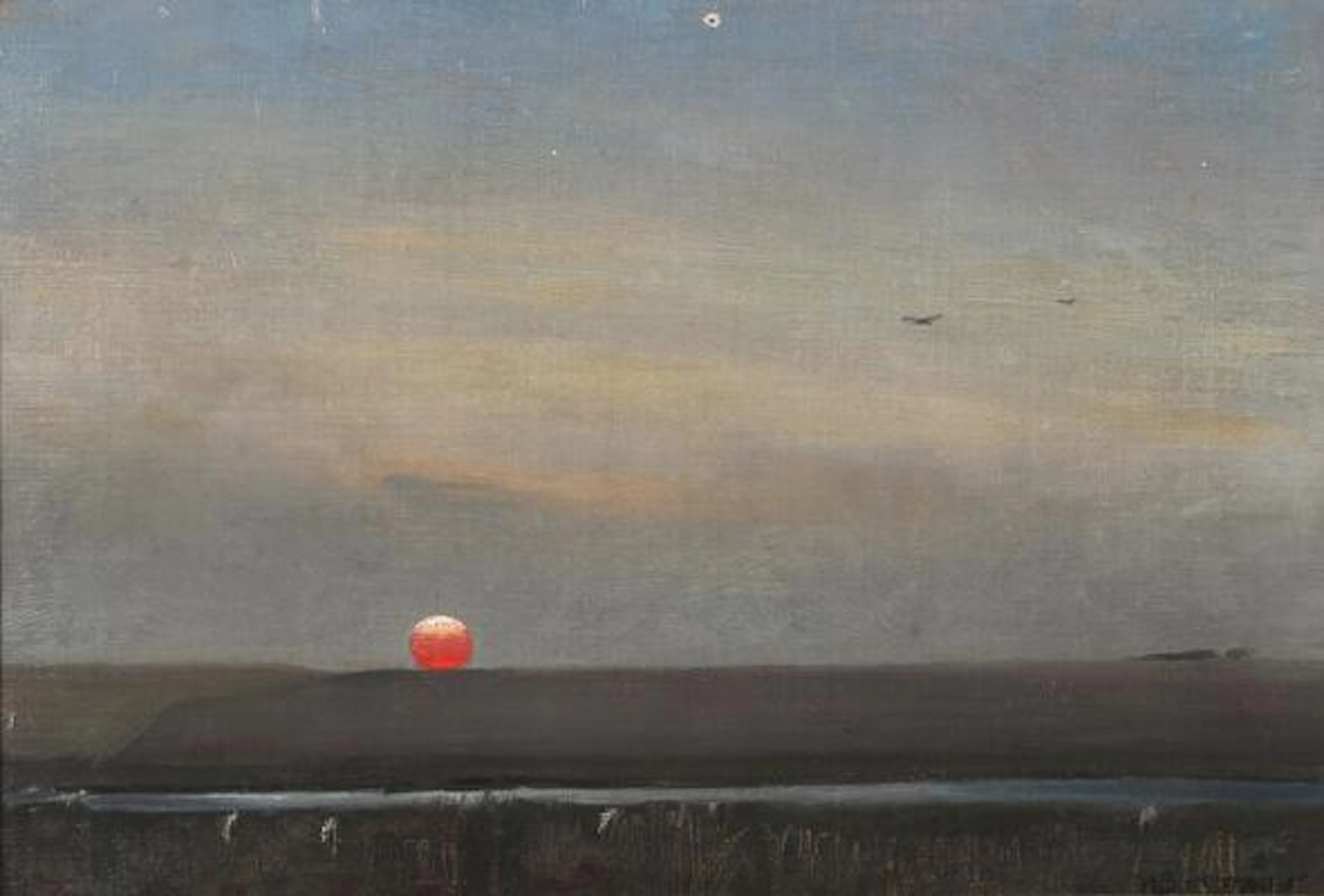Harald Slott-Møller: "Aften ved Lønstrup". Signed H. Slot Møller.