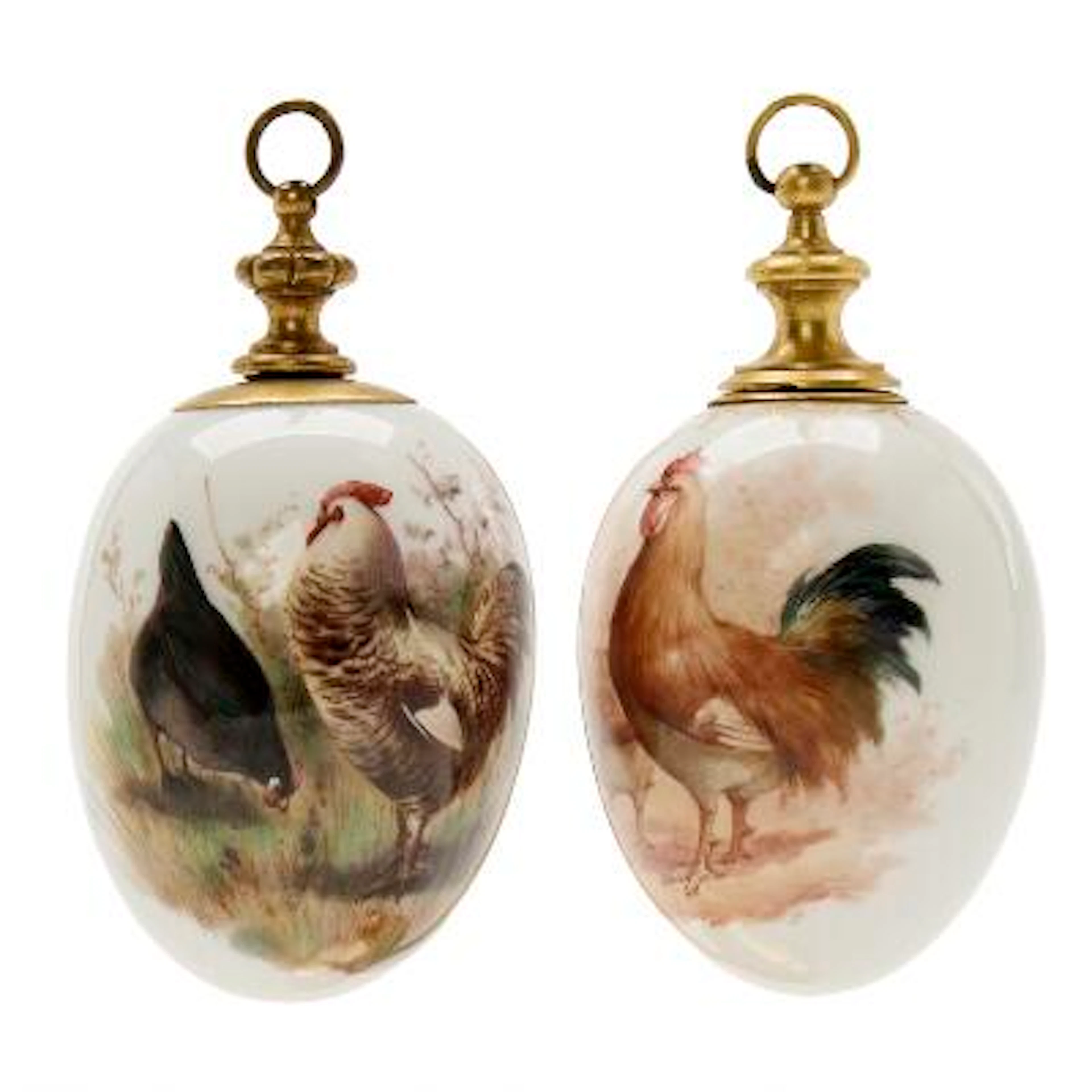 Two German porcelain perfume bottle eggs. The Royal Porcelain Factory