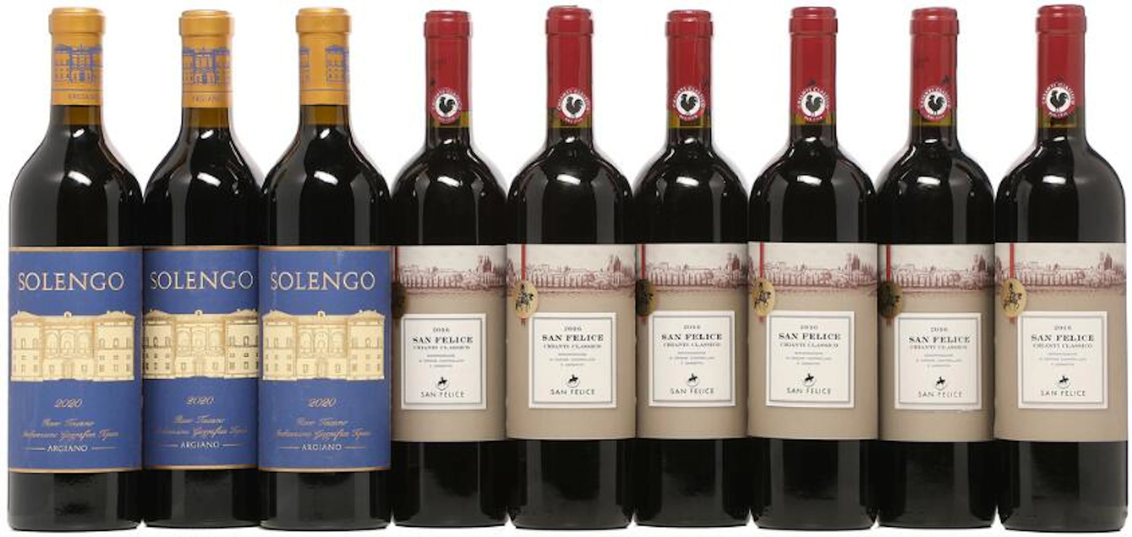 3 bts. Solengo, Tenuta di Argiano 2020 A (hf/in). etc. Total 9 bts.