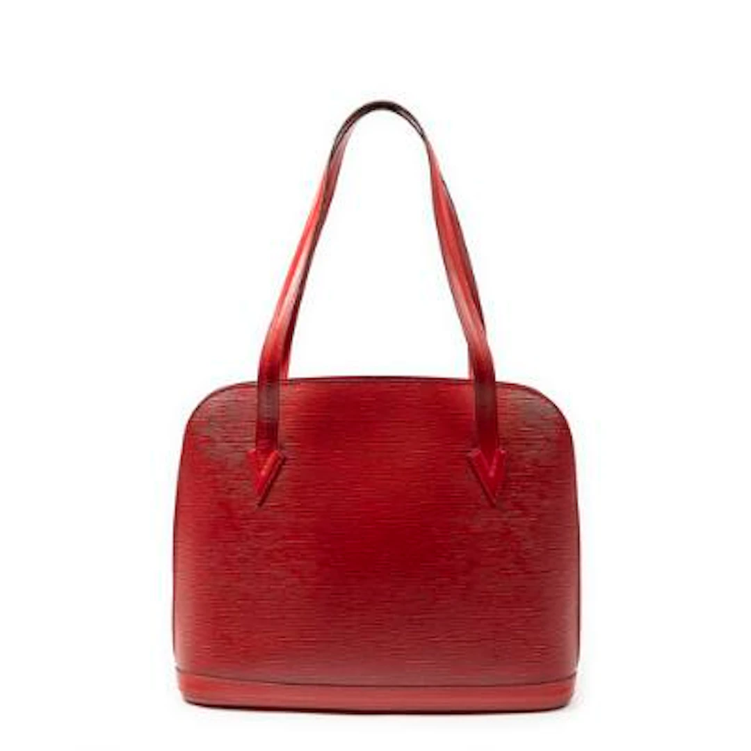 Louis Vuitton: A "Lussac" bag in red Epi-leather with two handles