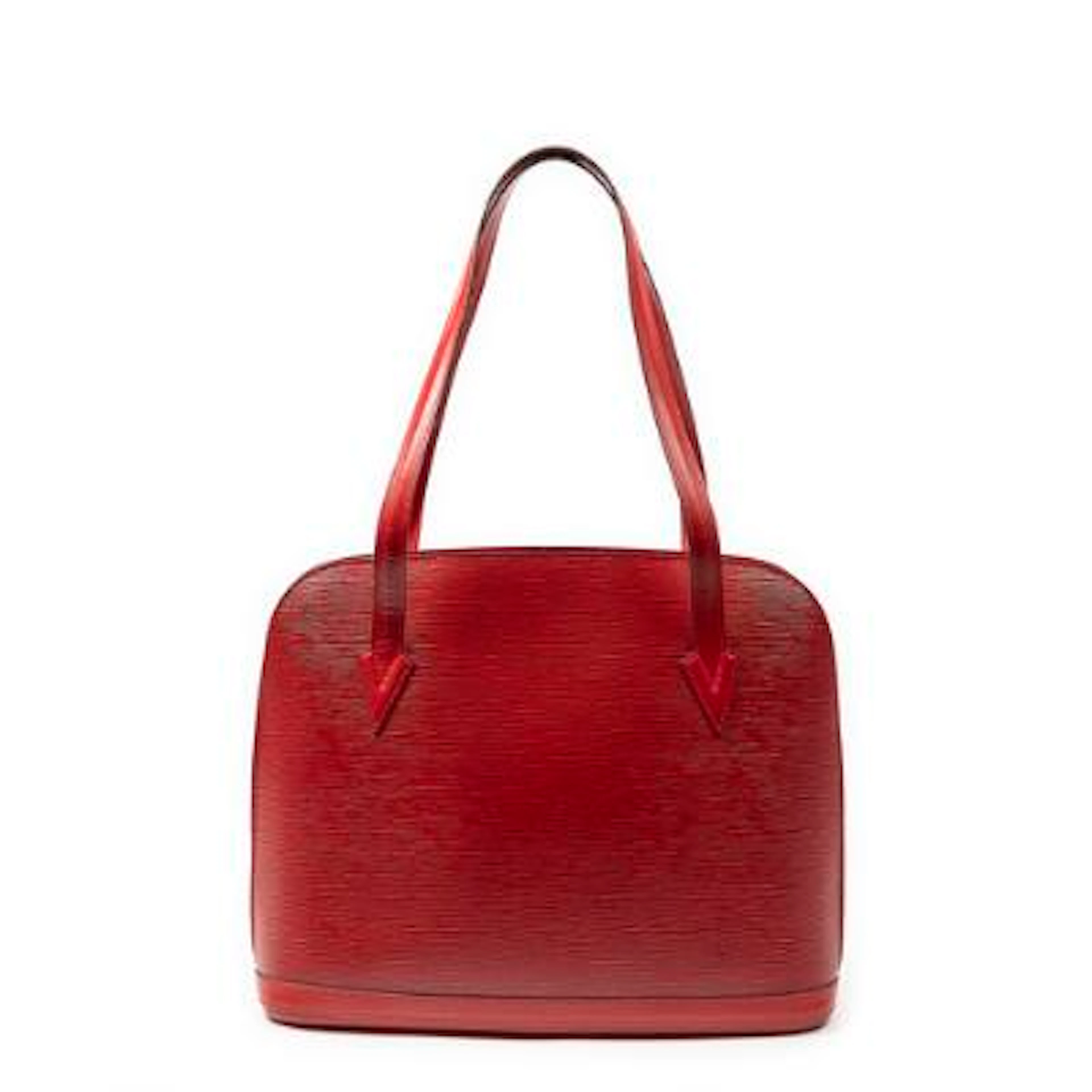 Louis Vuitton: A "Lussac" bag in red Epi-leather with two handles