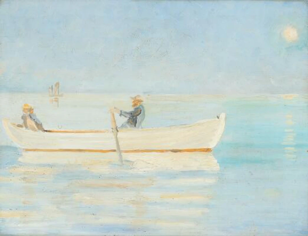 Michael Ancher: Summer Evening, rowing boat with an elderly fisherman