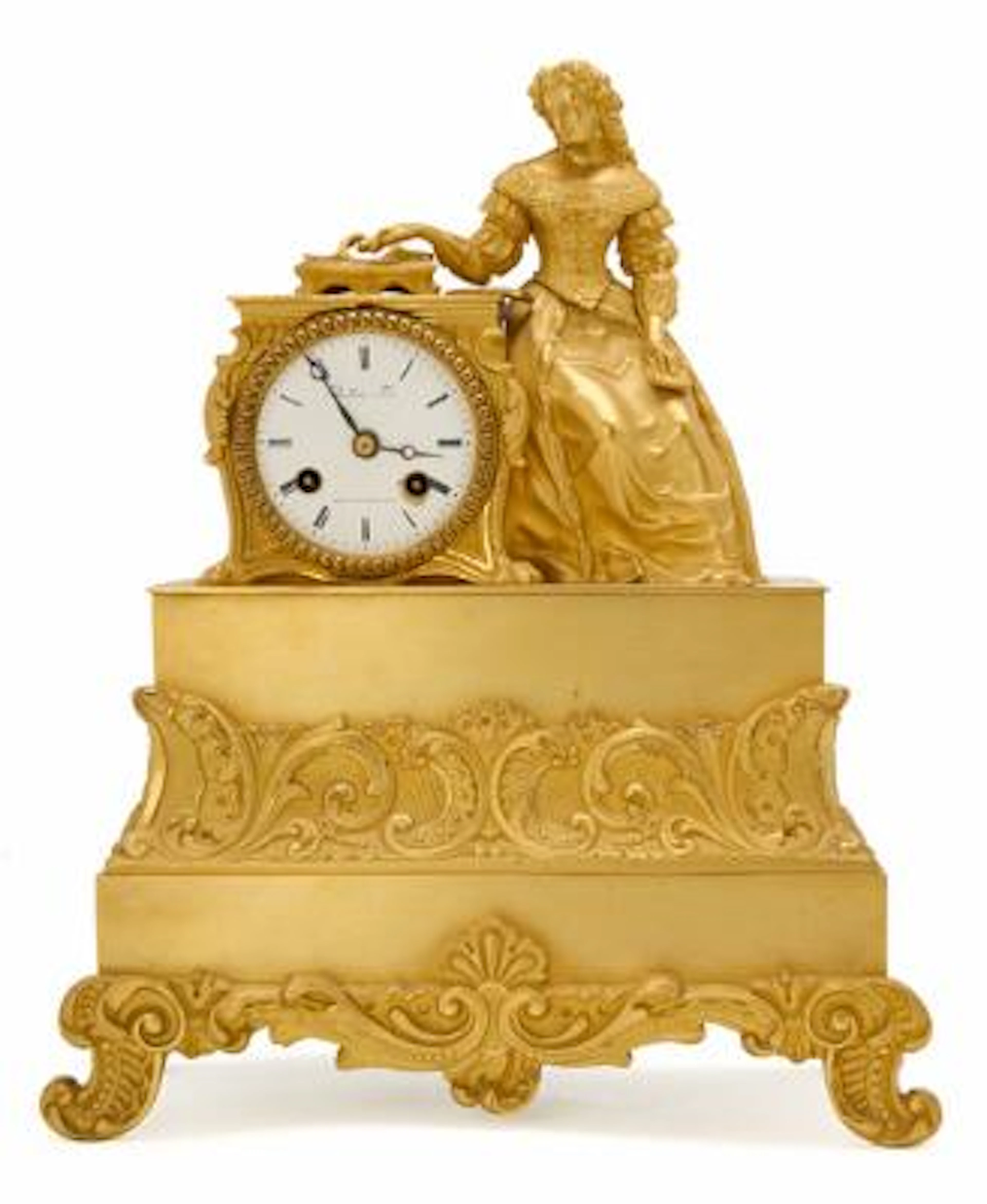 A French Louis Philippe mantel clock of gilded bronze. Paris, late