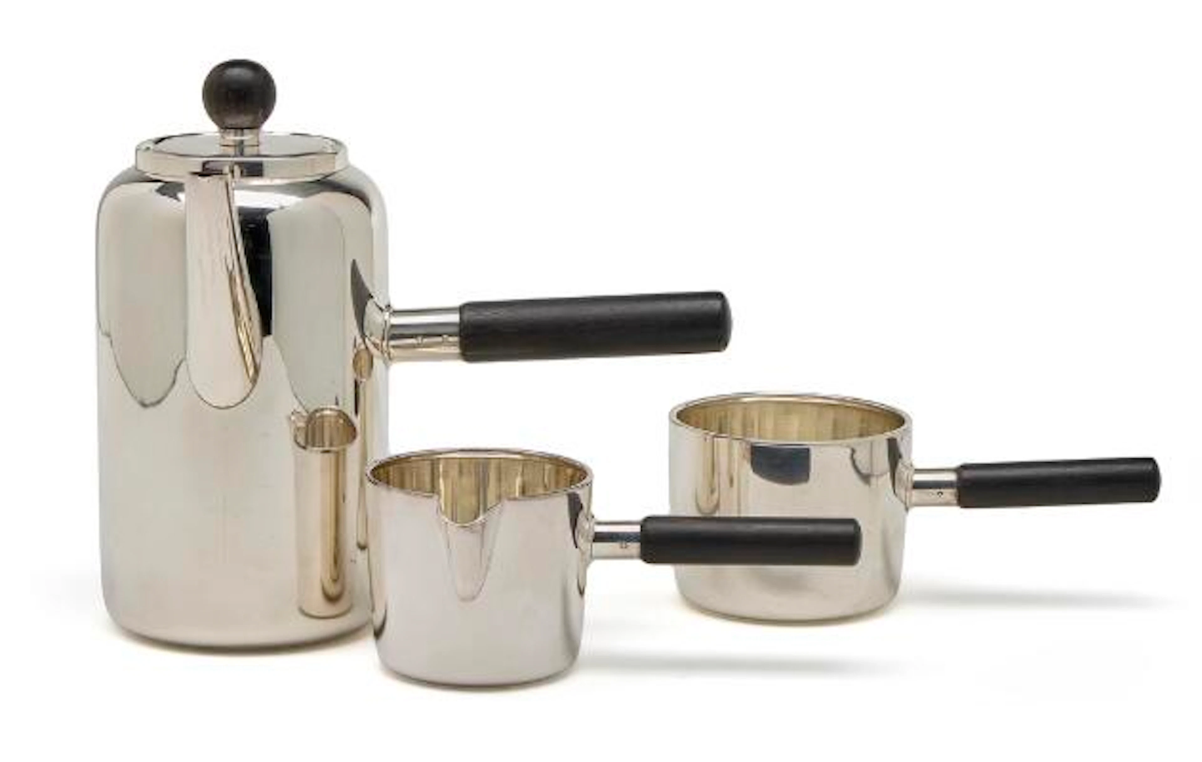 Kay Bojesen: A sterling silver coffee set with ebony handles and finial.