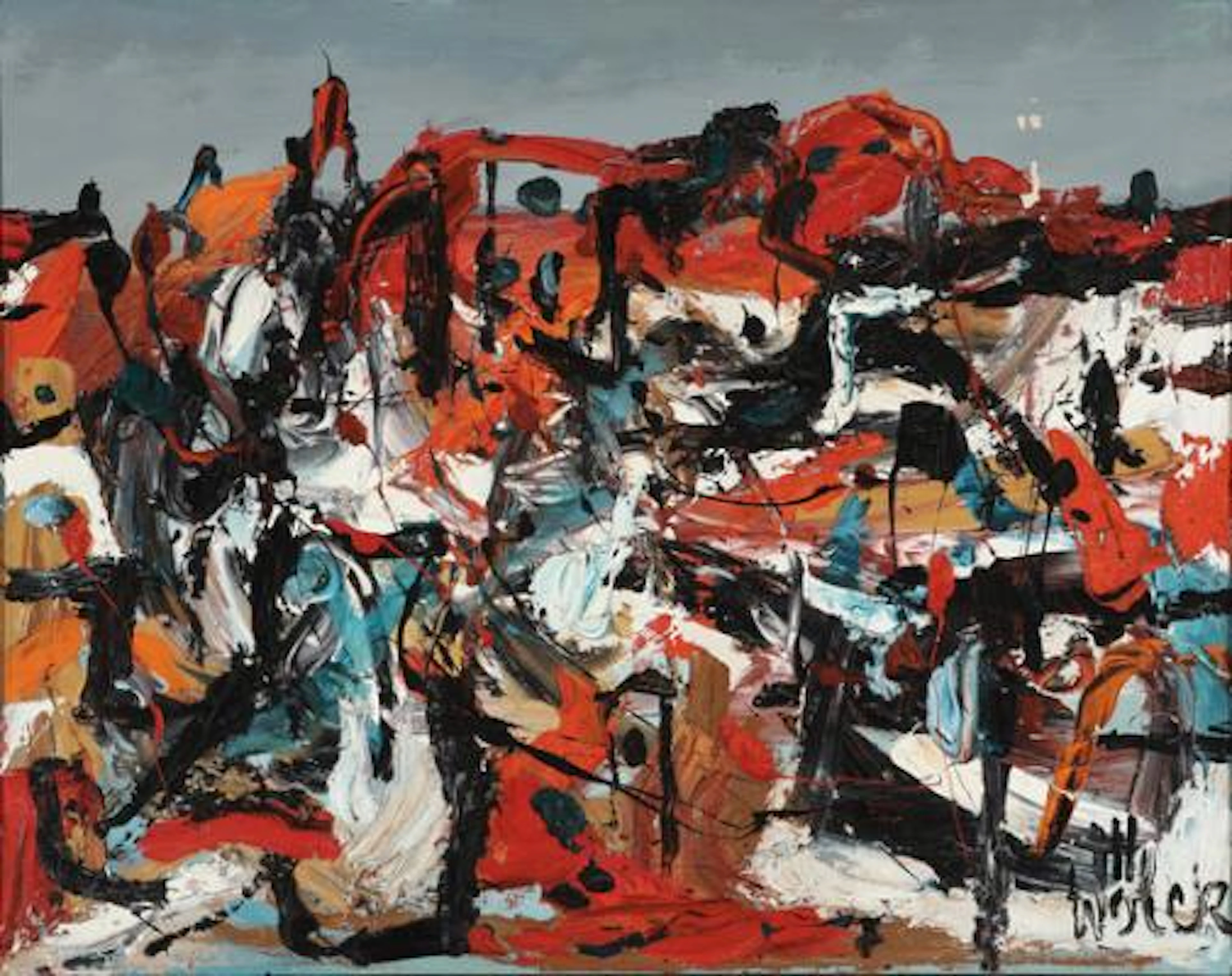 Preben Wölck: "Losseplads". Signed and titled on the reverse. Oil