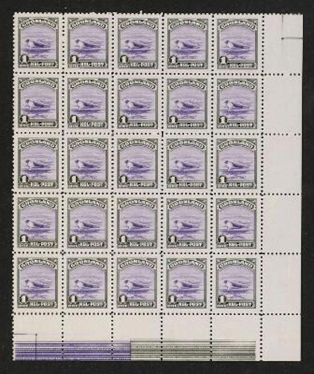 1945. American-issue. Complete set in blocks of 25, all in perfect