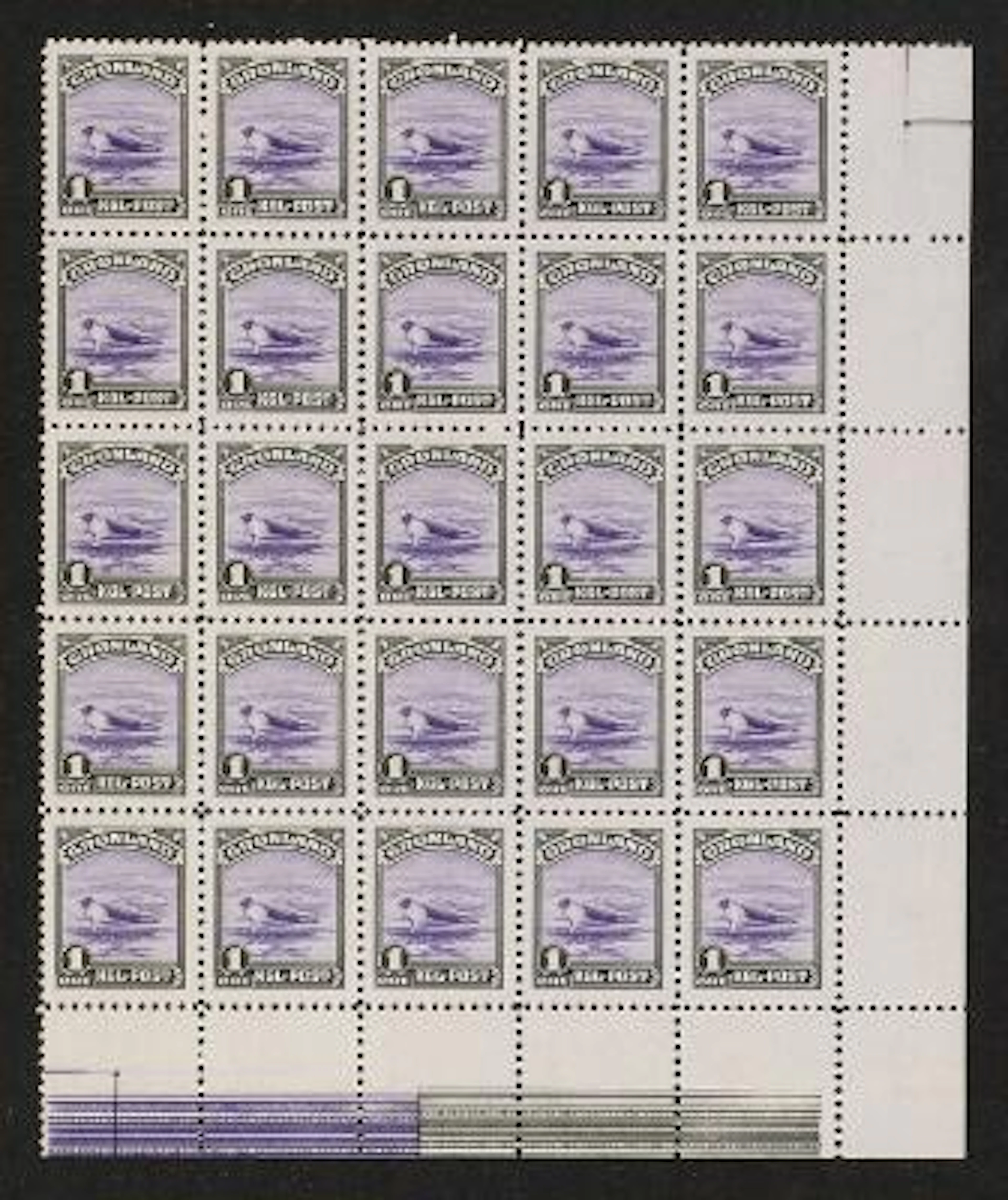 1945. American-issue. Complete set in blocks of 25, all in perfect