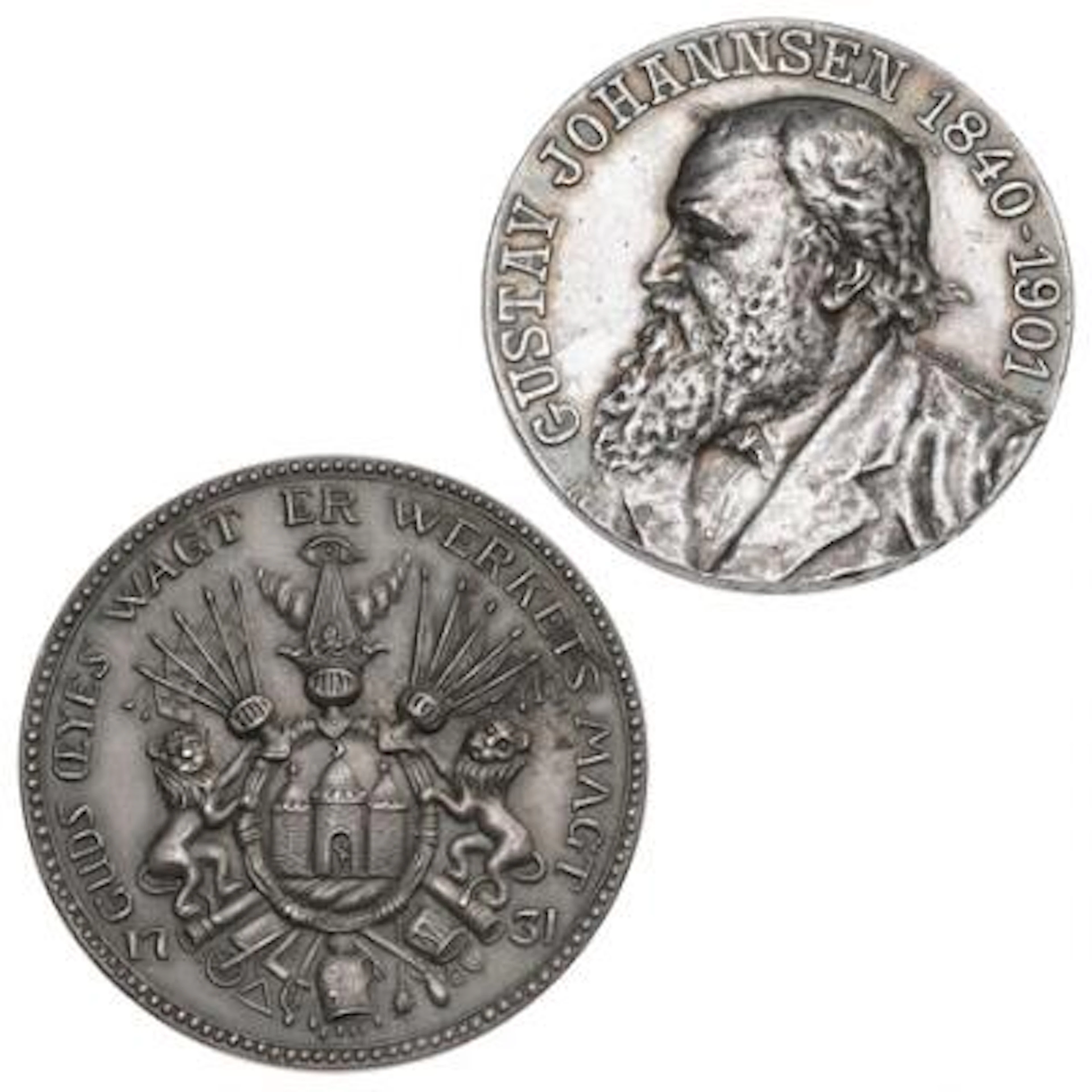 Gustav Johannsen, 1840–1901, A. Dragsted fec., Ag, 41 mm, 45.85 g