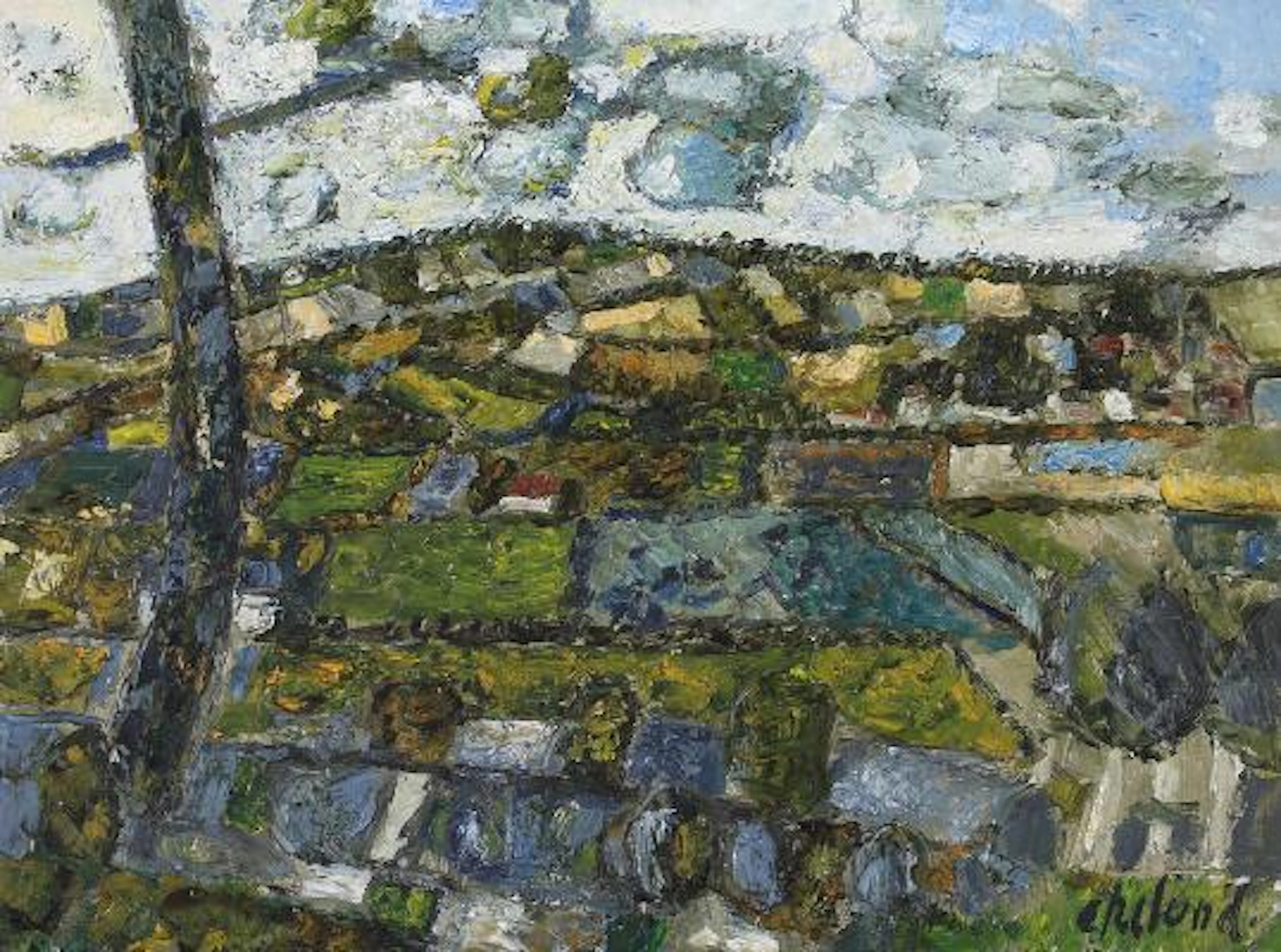 Poul Ekelund: "Markfelter, Hønge", 1971. Signed Ekelund. Oil on canvas.