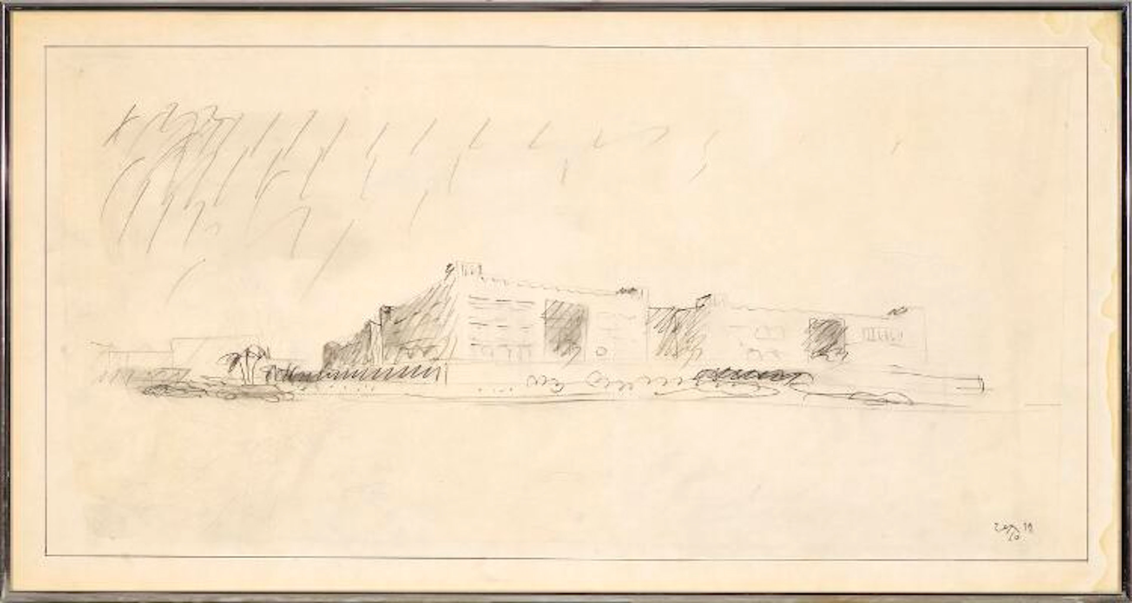 Henning Larsen: Architectural sketch. Unsigned, 26/10 79. Pencil on