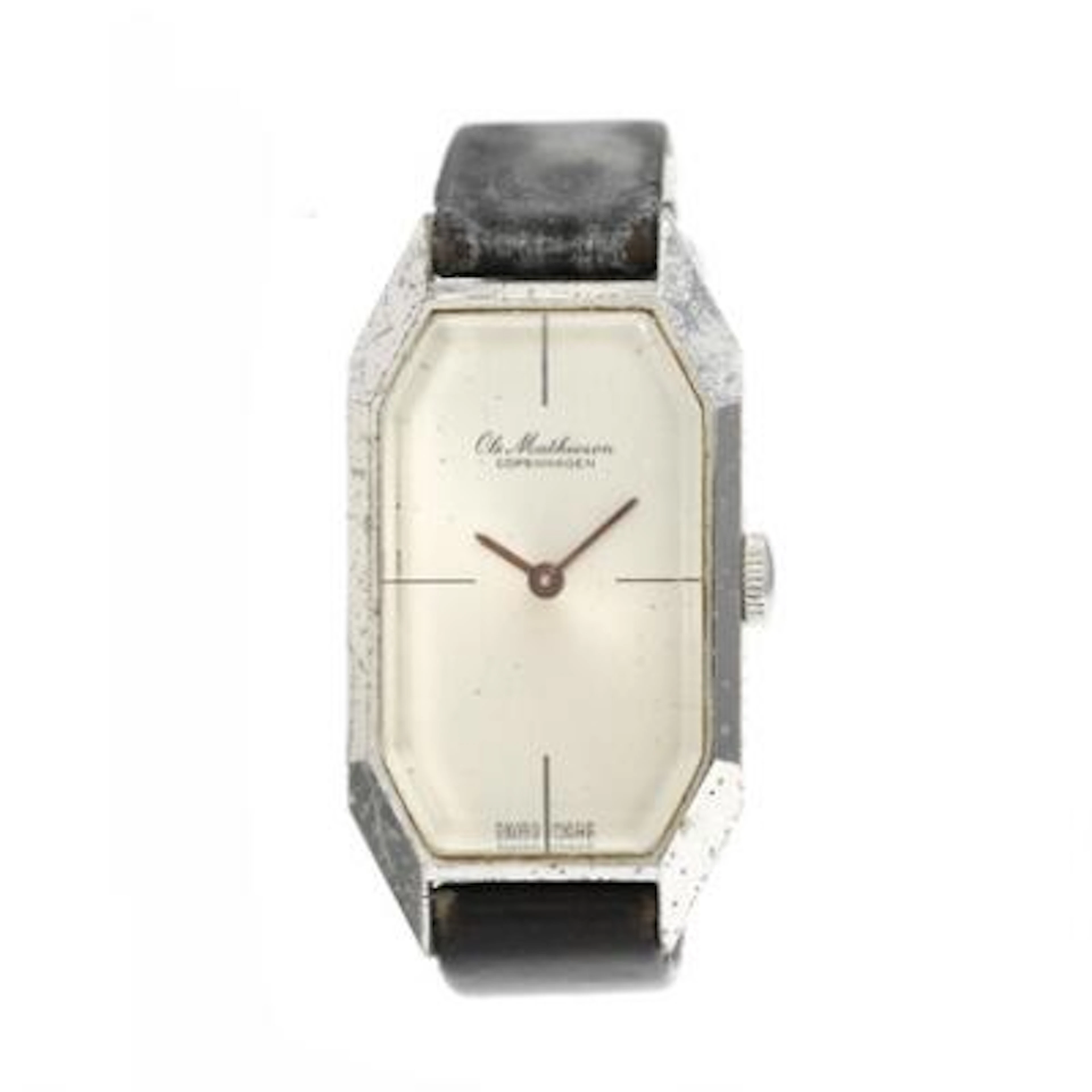 Ole Mathiesen: Wristwatch of steel, ref. 70025. Mechanical movement