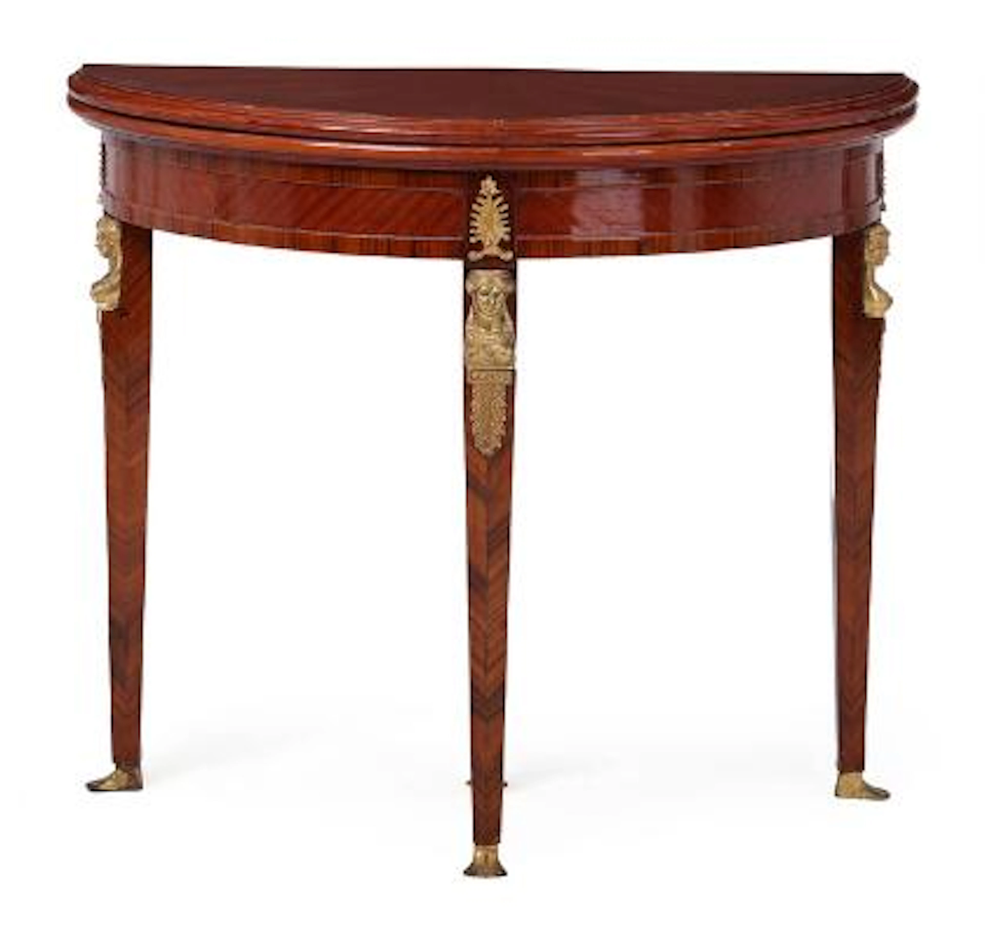 Empire style games table of mahogany. Empire form, 20th century. H.