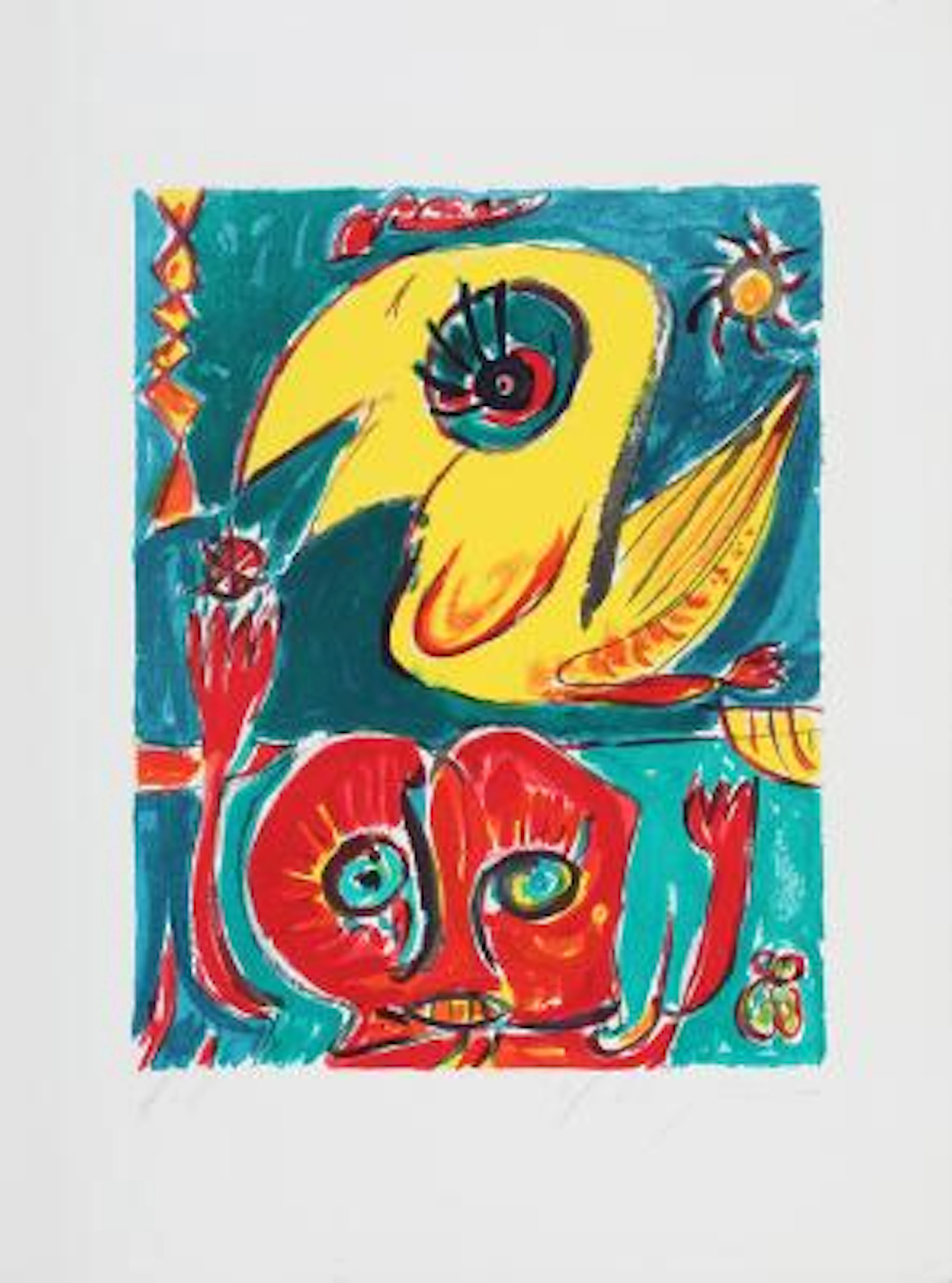 Carl-Henning Pedersen: “Den grimme ælling”. Signed Carl Henning-Pedersen