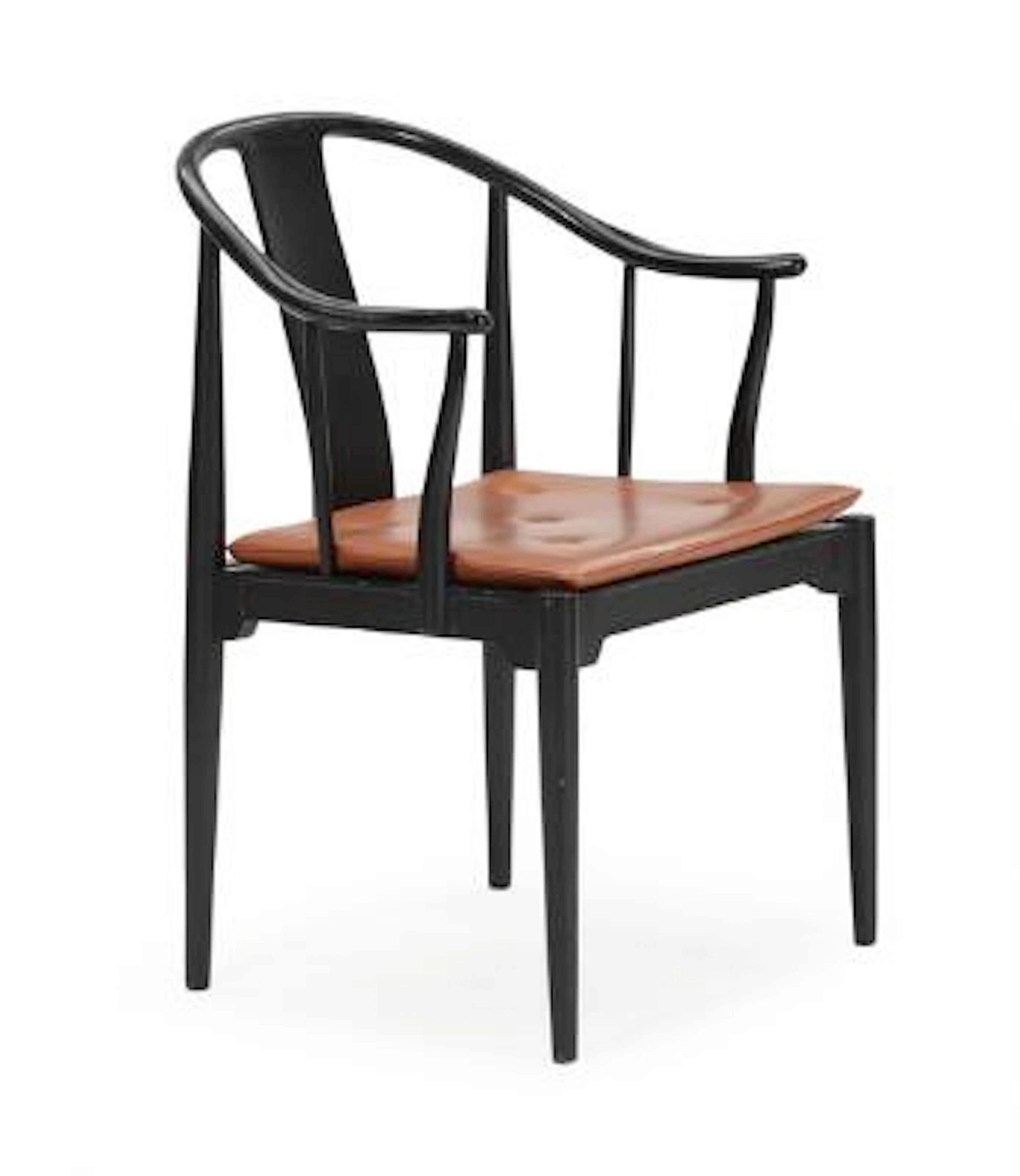 Hans J. Wegner: "China-Chair". Armchair with blacklacquered ash frame