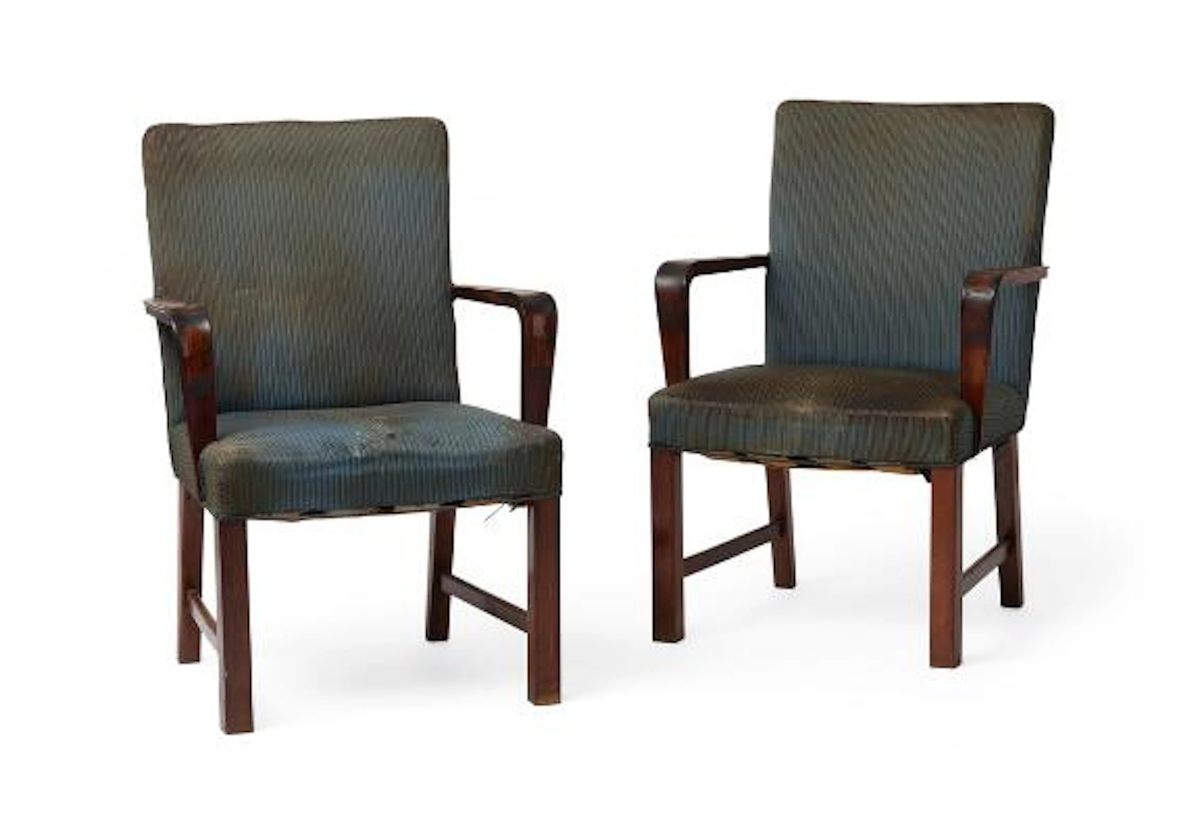 Jacob Kjær, attributed: A pair of large Brazilian rosewood armchairs.