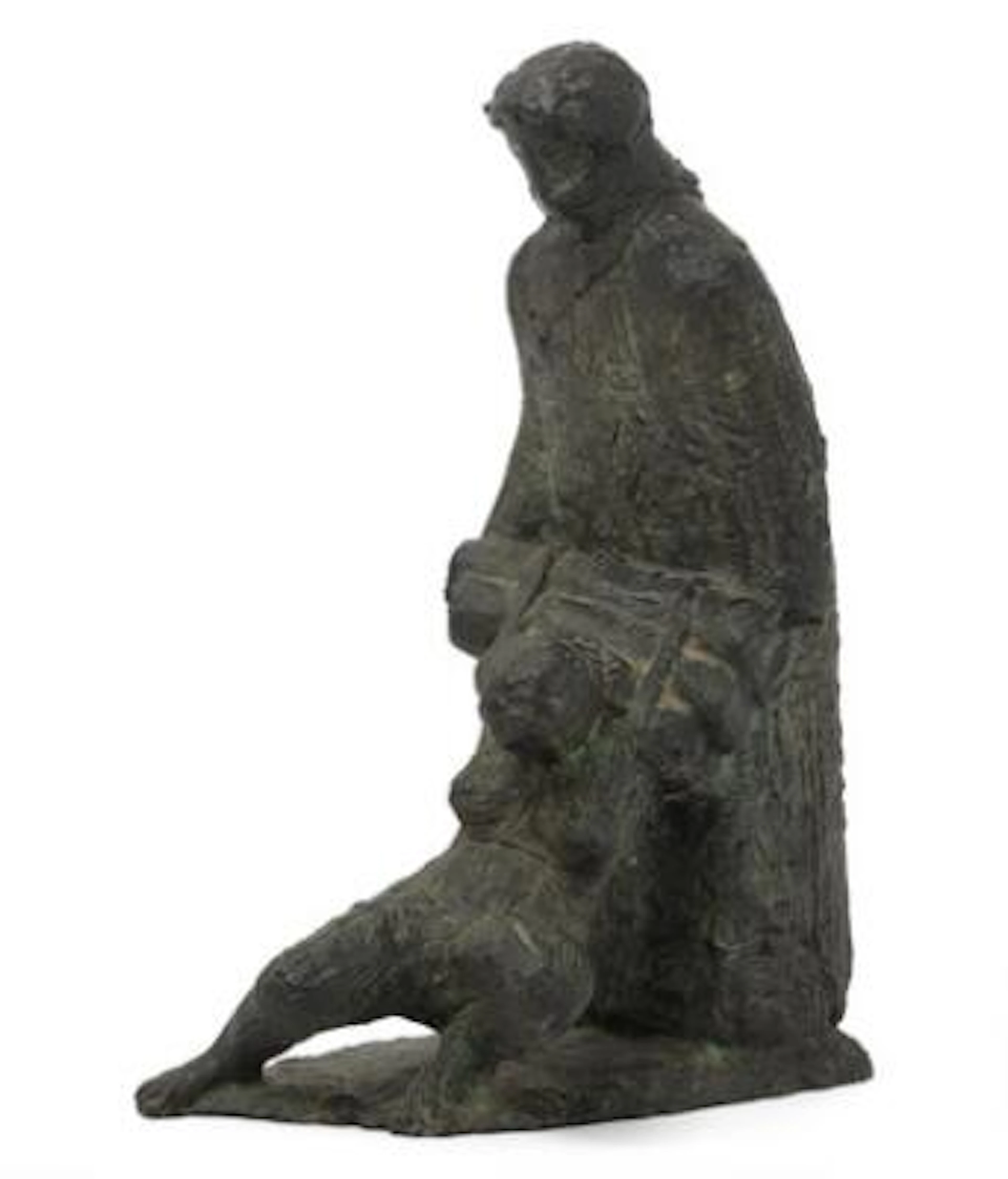 Gottfred Eickhoff: Figure group. Signed Eickhoff. Patinated bronze.