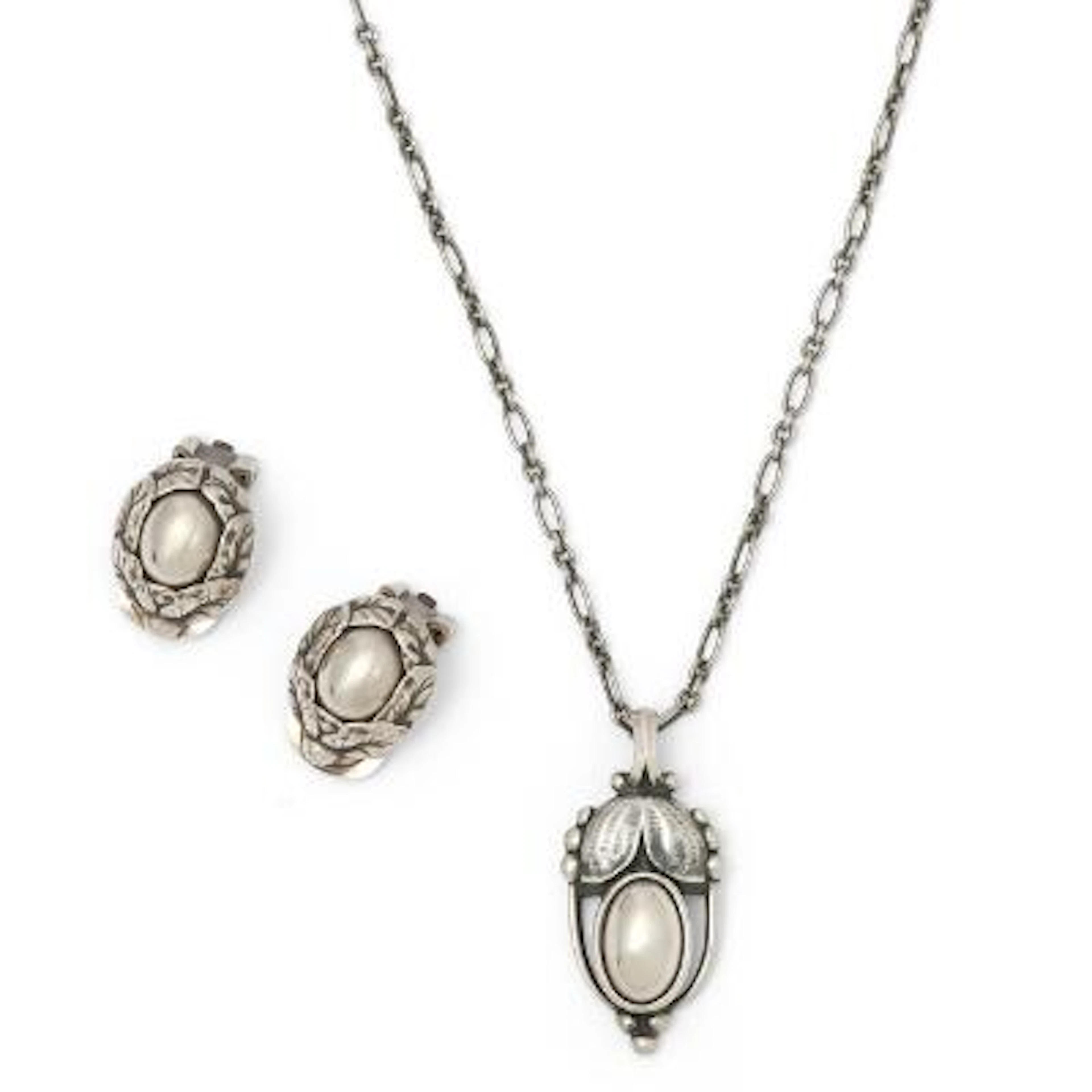 Georg Jensen: A jewellery set comprising a necklace and a pair of