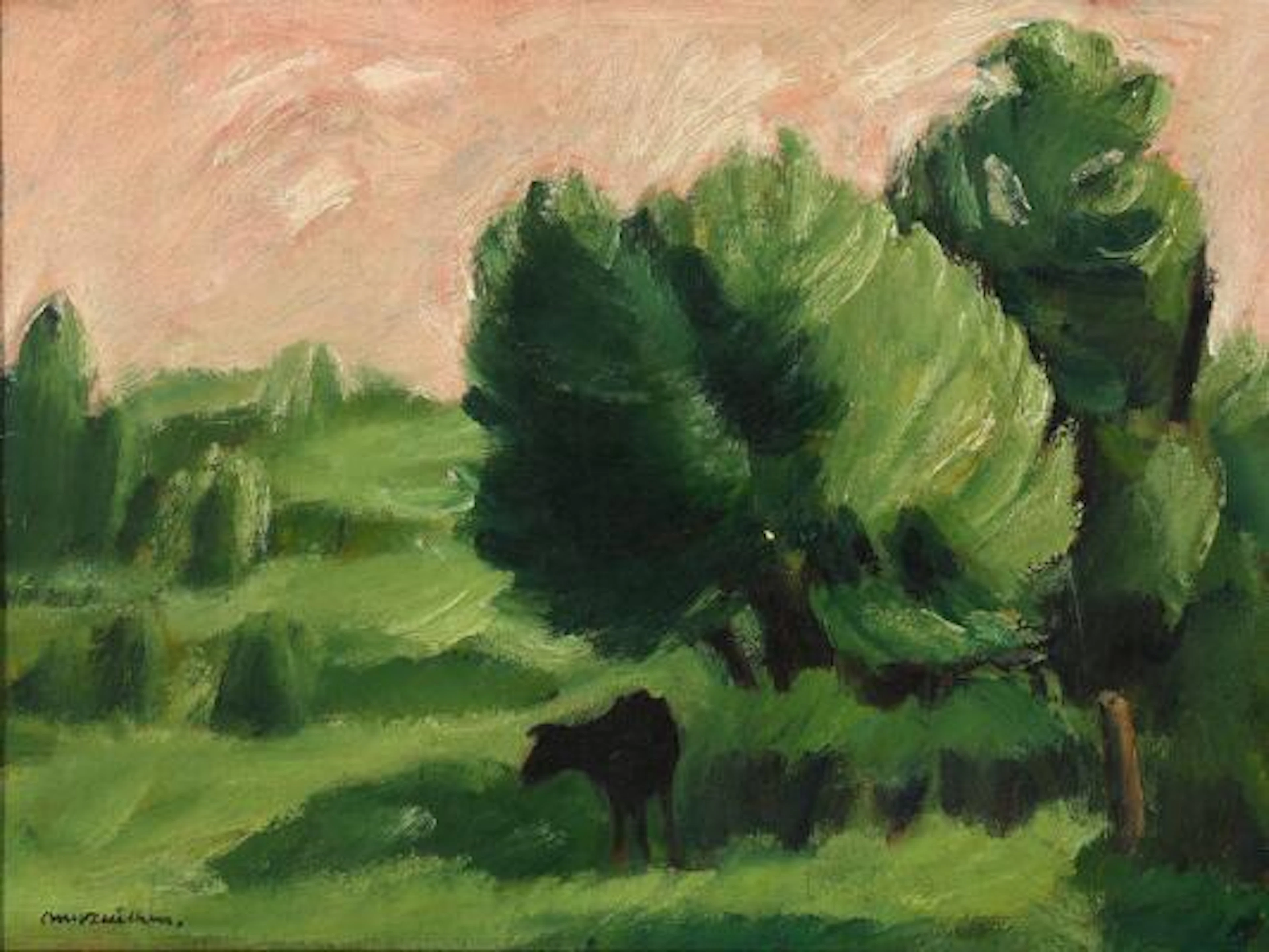 Ernst Zeuthen: Landscape, Røjle Enge, 1920. Signed Ernst Zeuthen