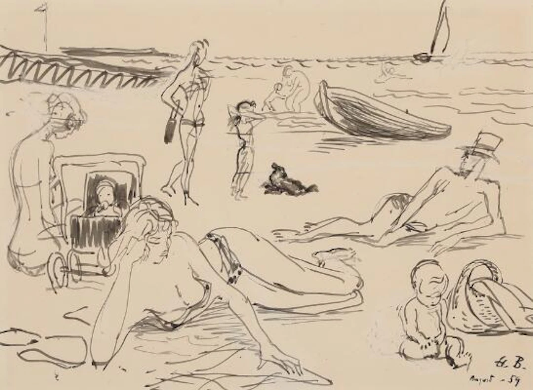 Hans Bendix: Untitled. Signed H. B. August 59. Ink on paper. Visible