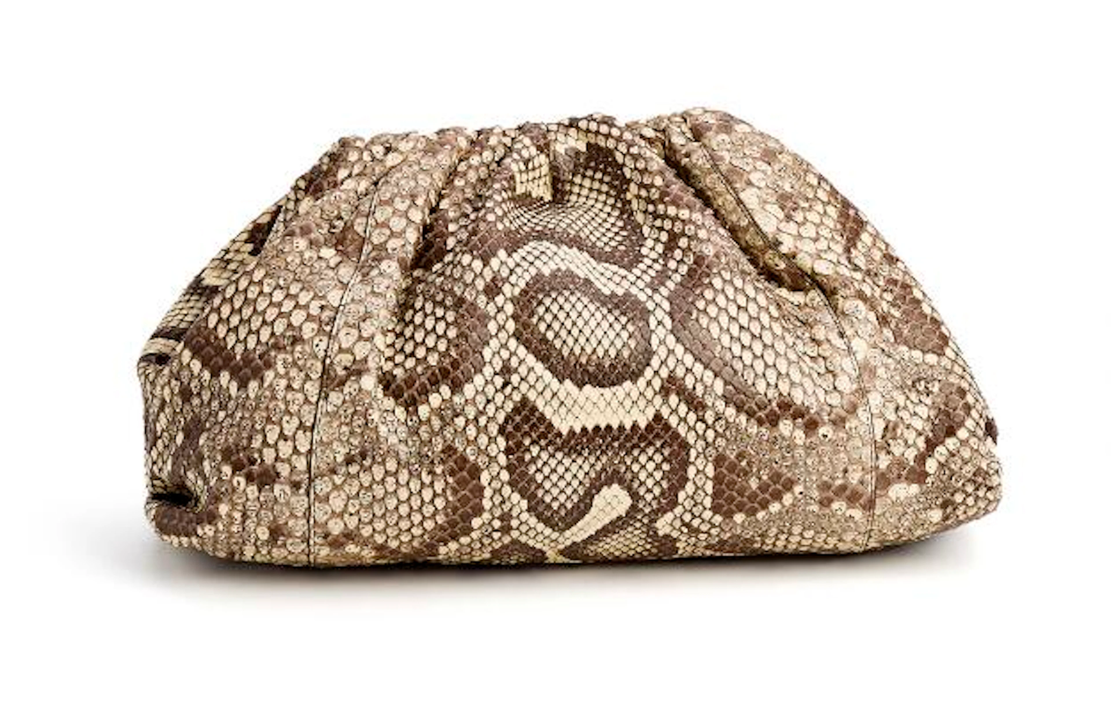 Bottega Veneta: "The Pouch" clutch of python skin with one interior