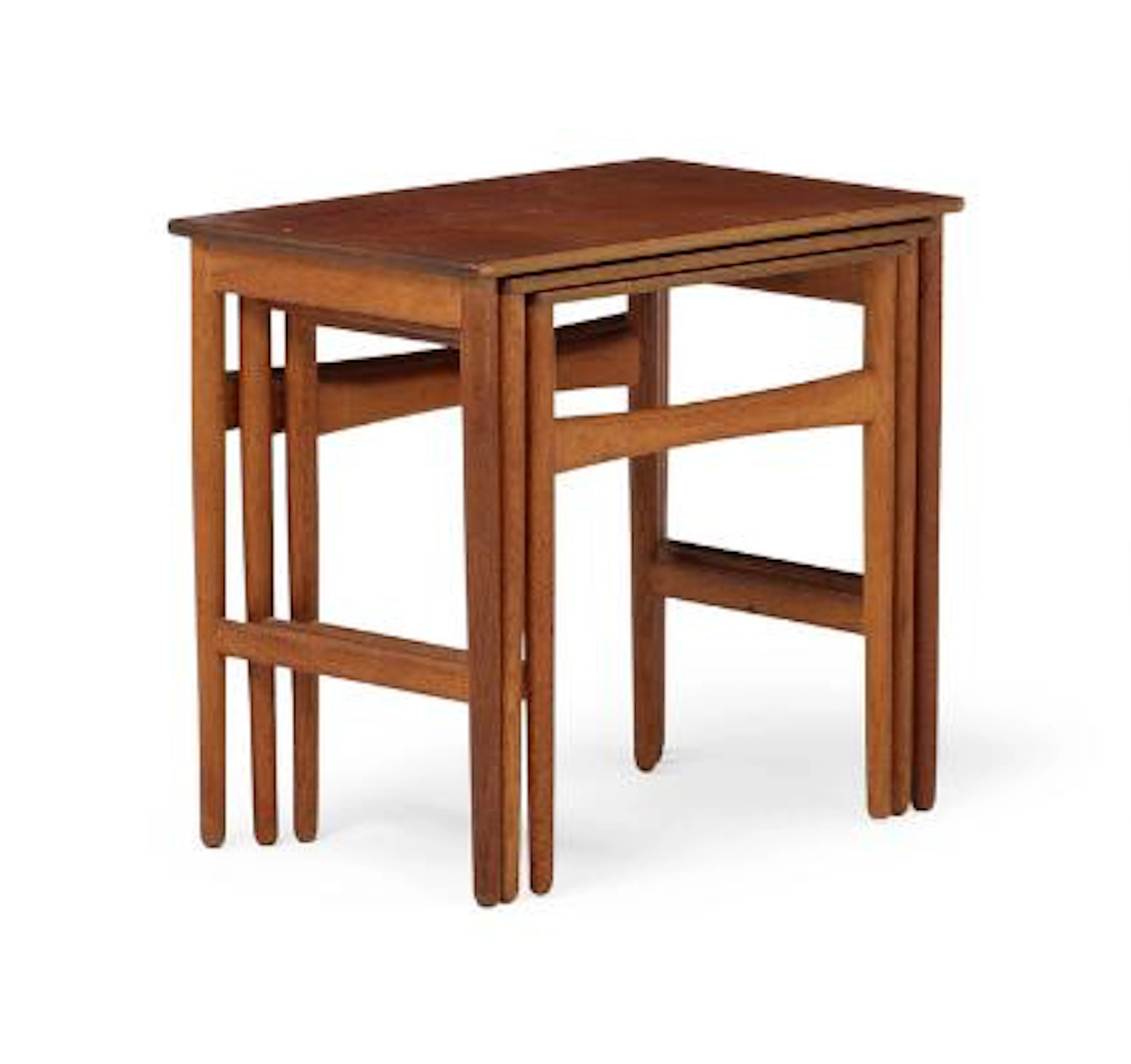 Hans J. Wegner: "AT 40". Three nesting tables with oak frame, teak