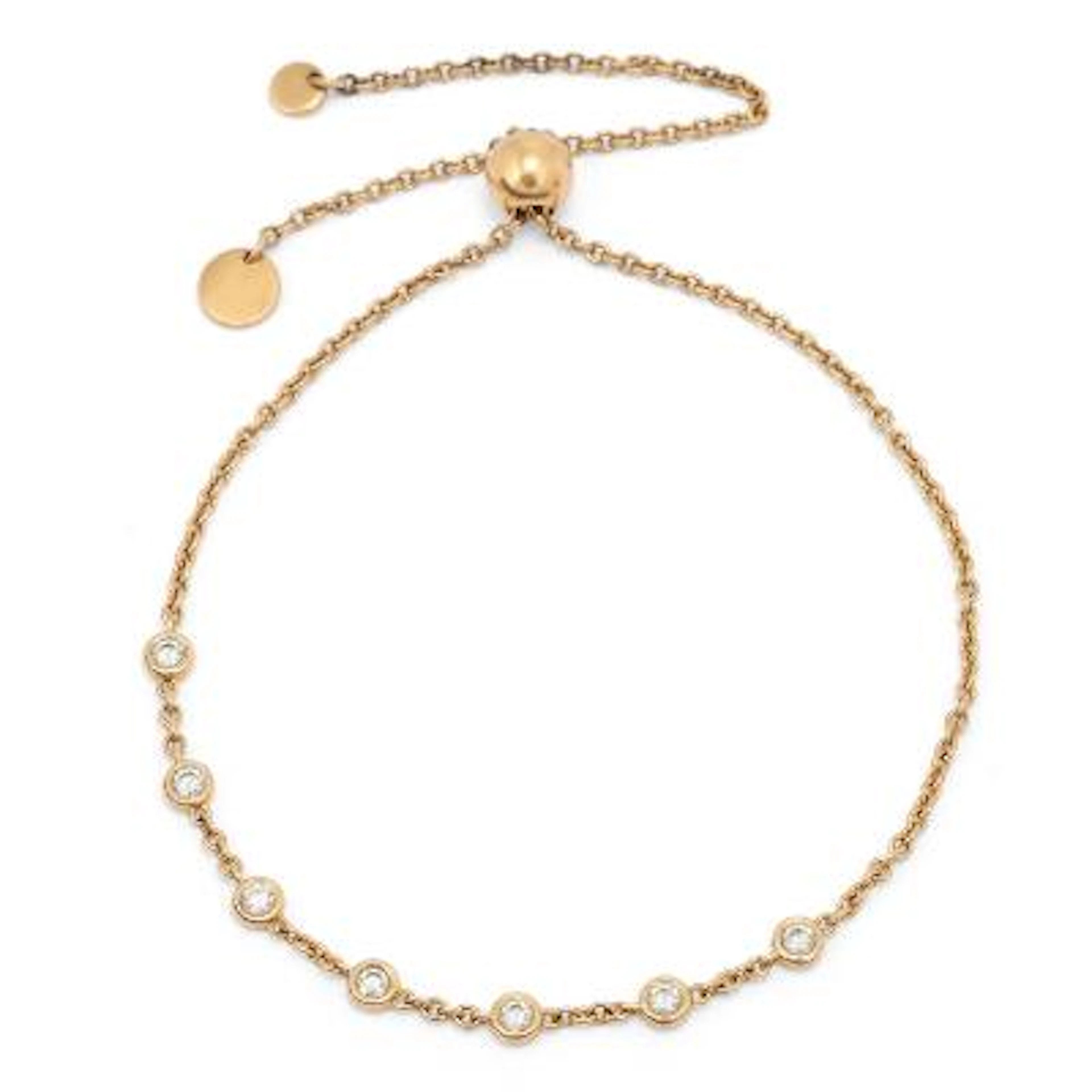A diamond bracelet set with seven diamonds mounted in 18k gold. L.