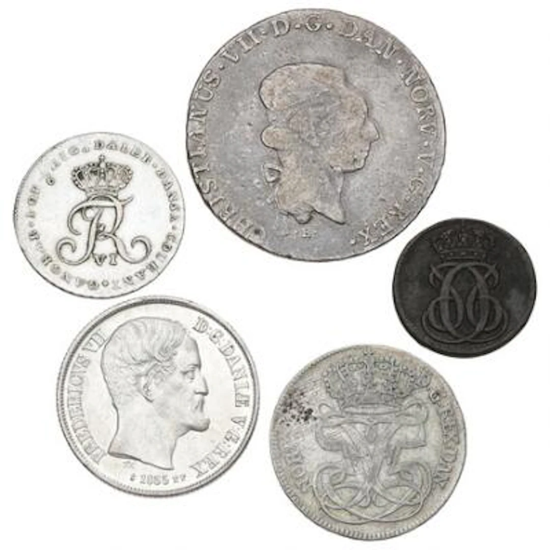 Denmark, collection of skillings, and some Norwegian coins, in total