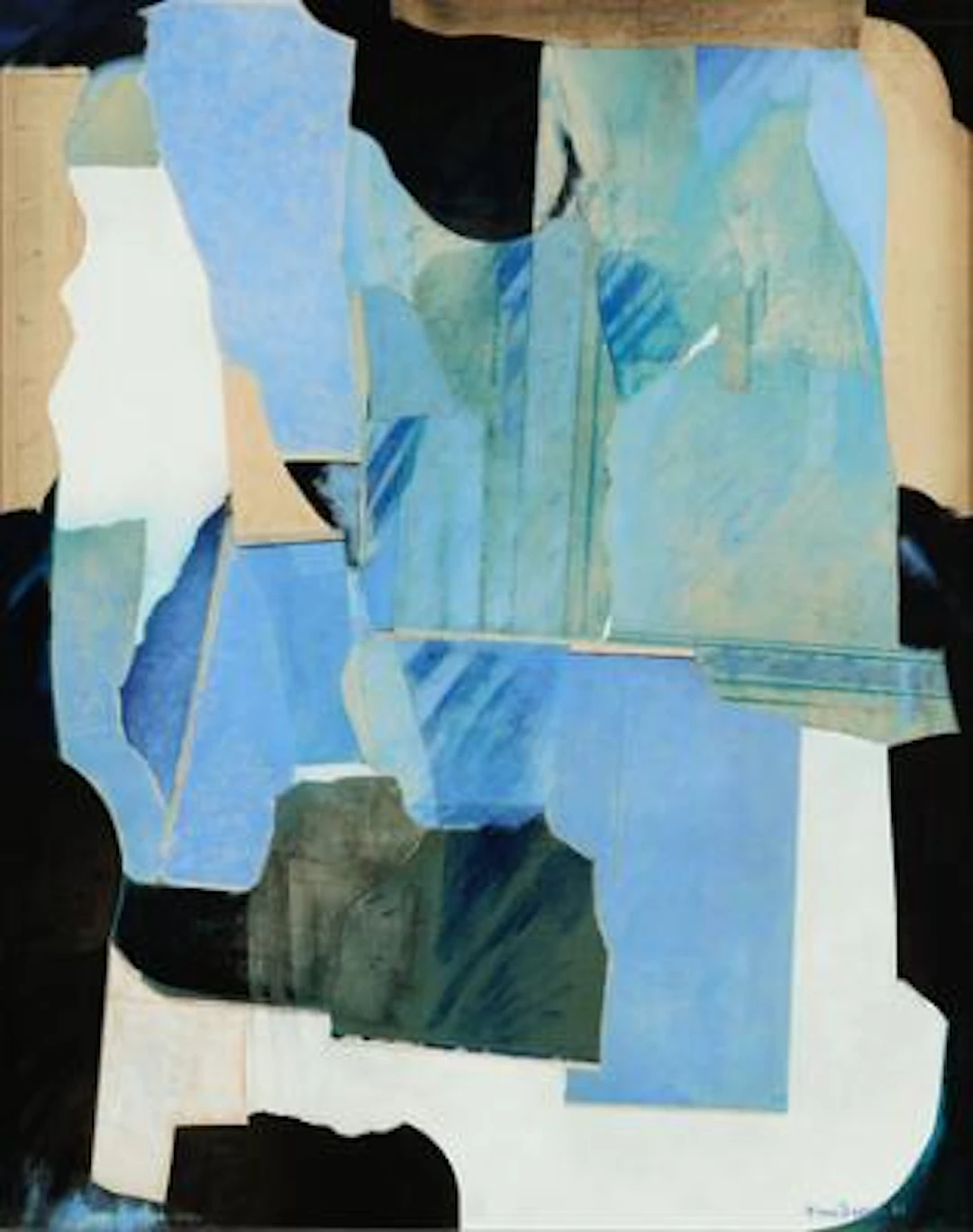 Hans Berg: Untitled. Signed Hans Berg 88. Collage/mixed media on panel.