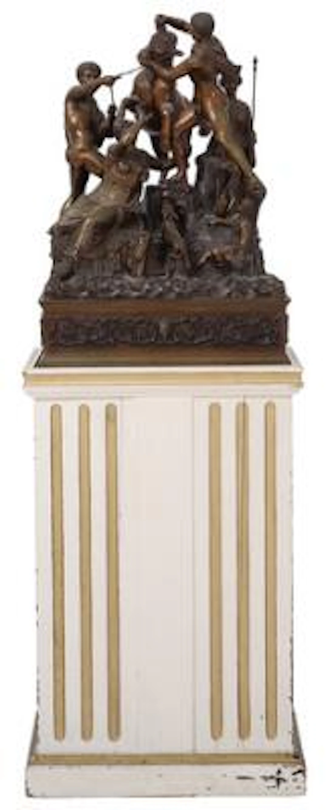 'the Farnese bull' bronze group figure after antiquity. Foundry marked