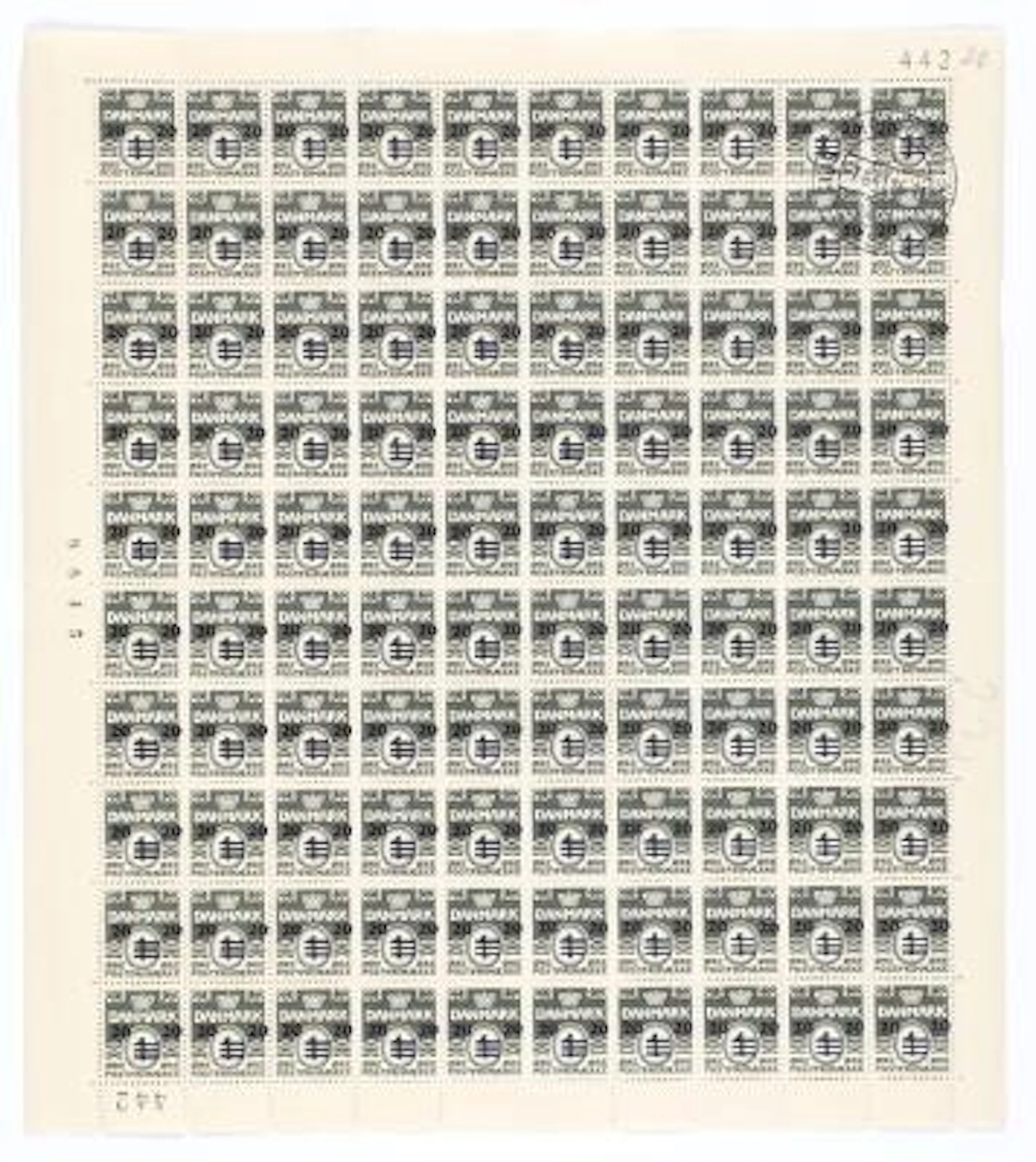 Faroe Islands. 1940. Surcharge. 20/1 Øre, green black. 1st print.