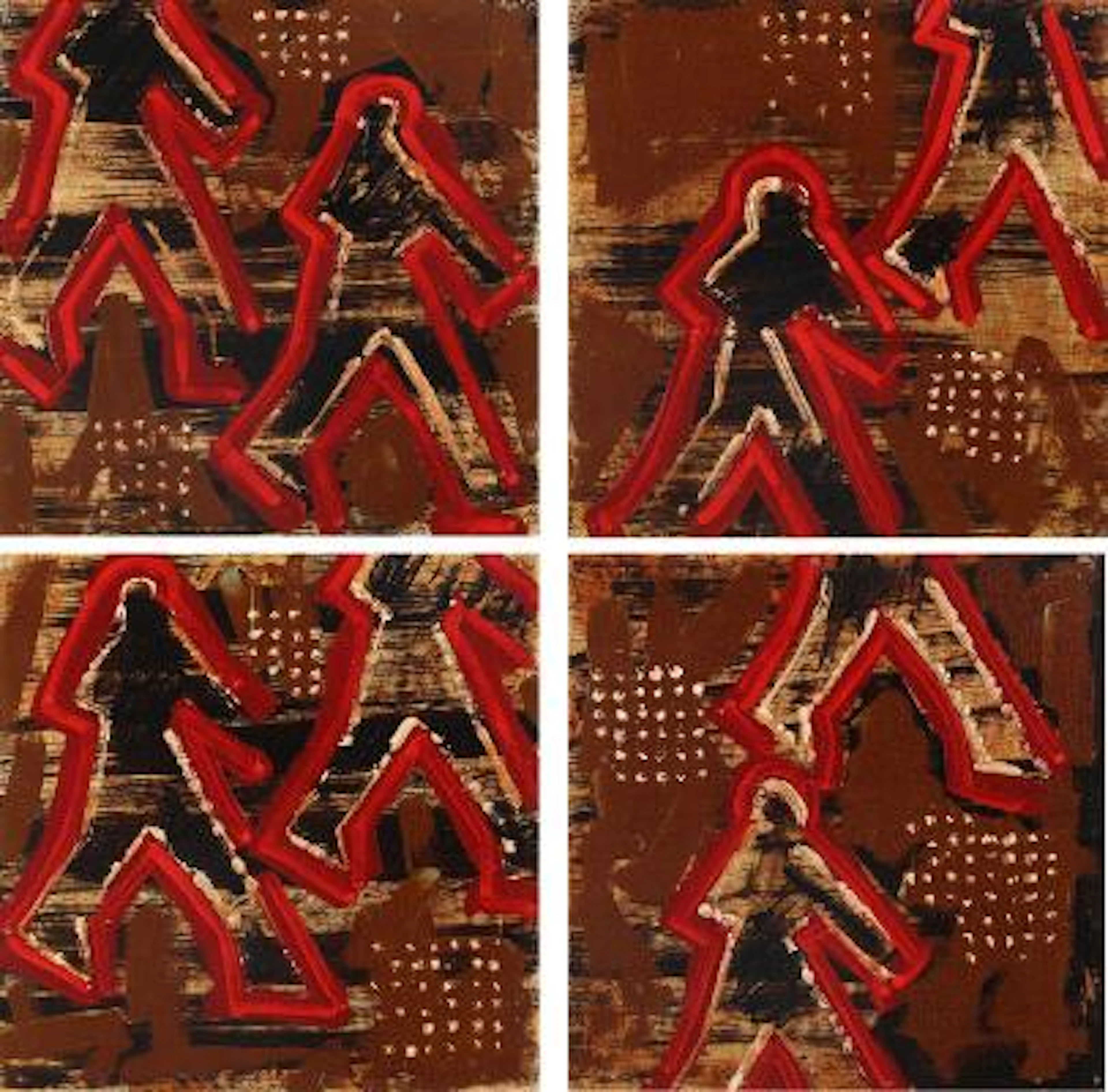 Per Just: Untitled, 1998. Four compositions. Signed P. Just. Oil on