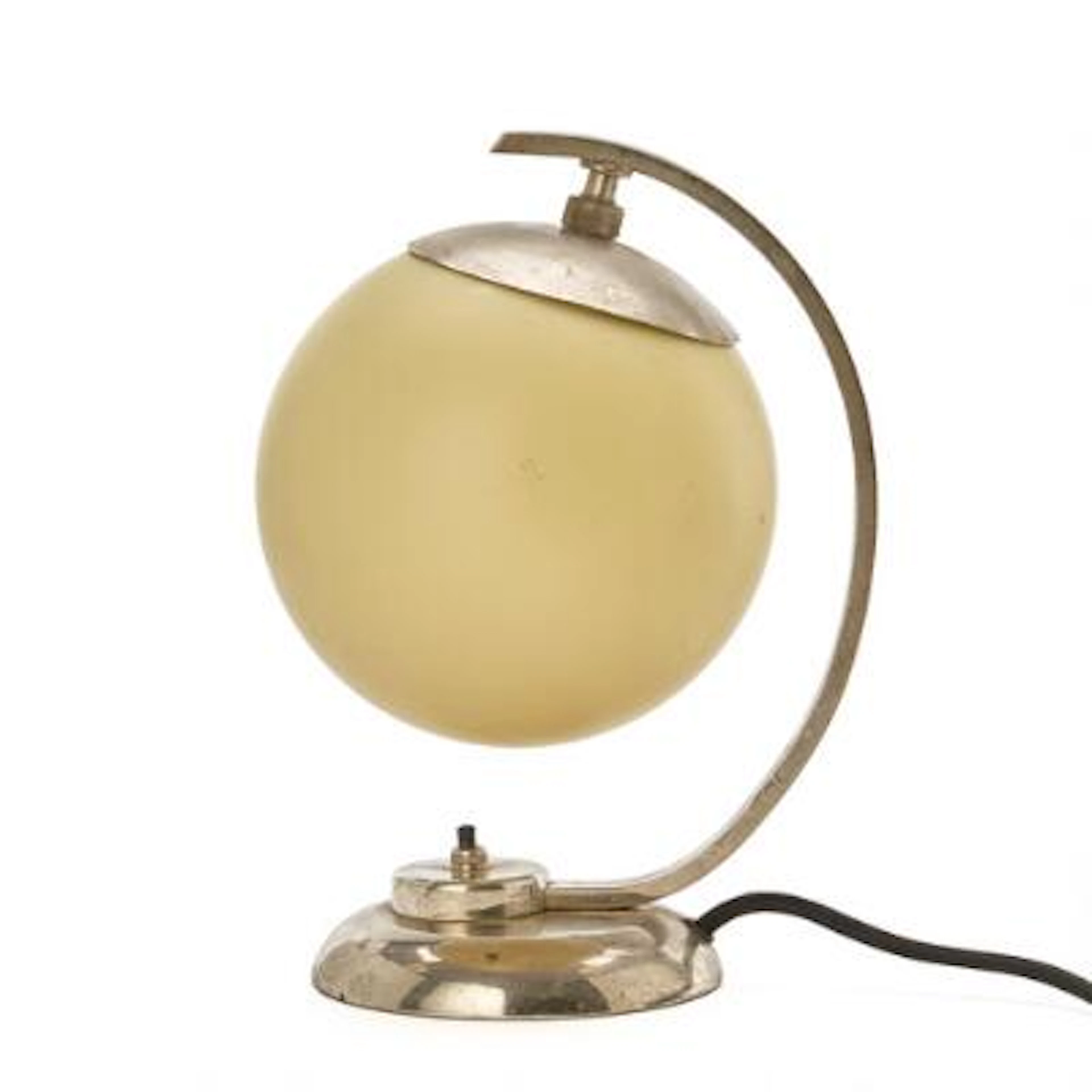 Scandinavian design: Funkis bedside lamp in nickel-plated metal. Dome-shaped