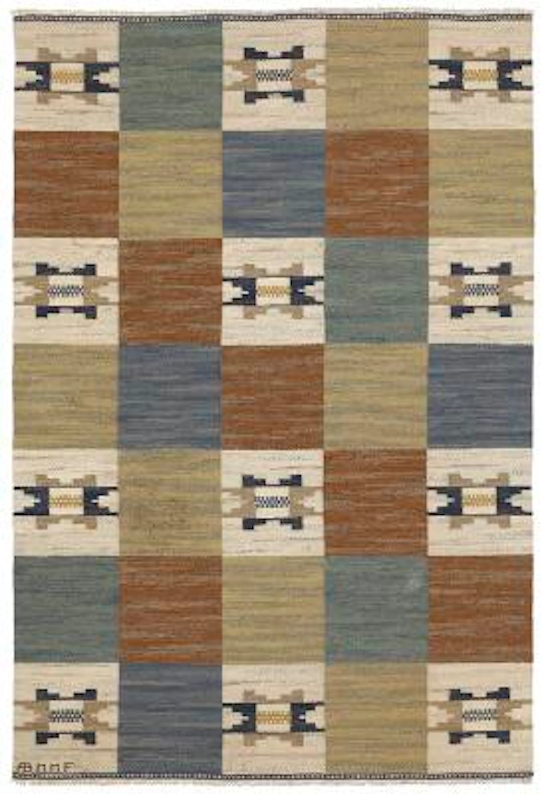 Märta Måås-Fjetterström: “Rutmattan". Handwoven wool carpet in "rölakan"
