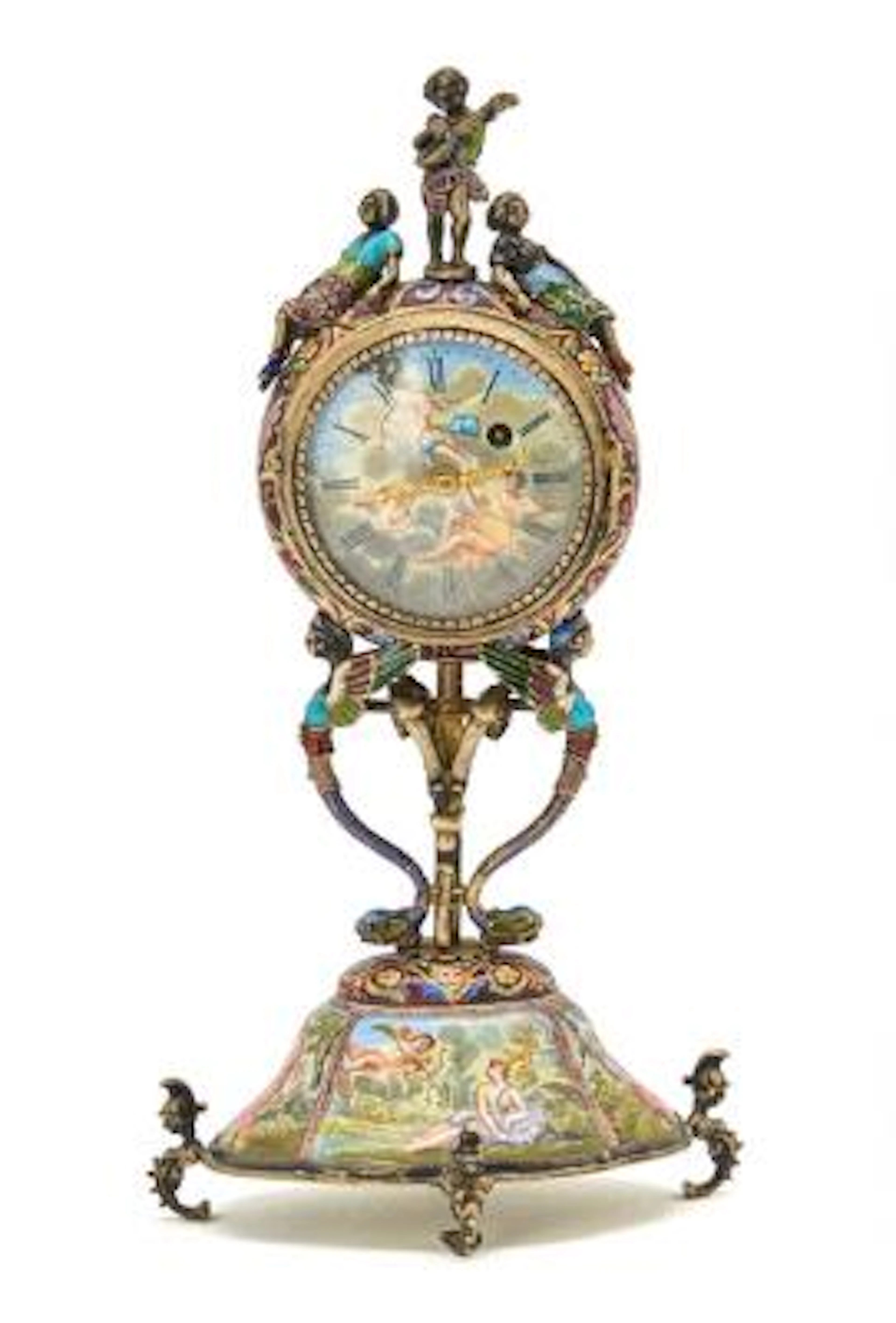 An Austrian Historism period miniature enamel table clock. Vienna
