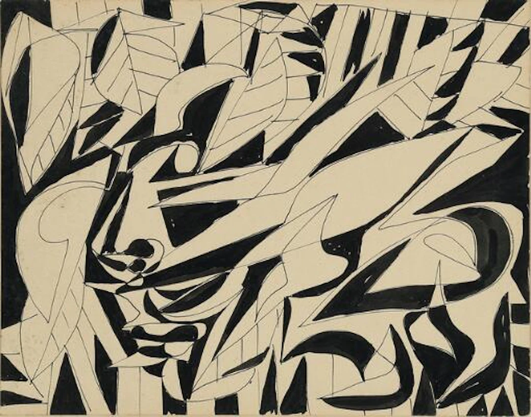 Richard Mortensen: Page from sketchbook "Ballet des Ombres", 5–8/7