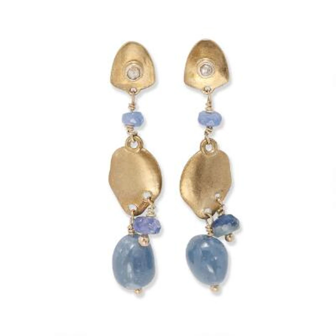 Natascha Trolle: A pair of ear pendants set with sapphires and diamonds.