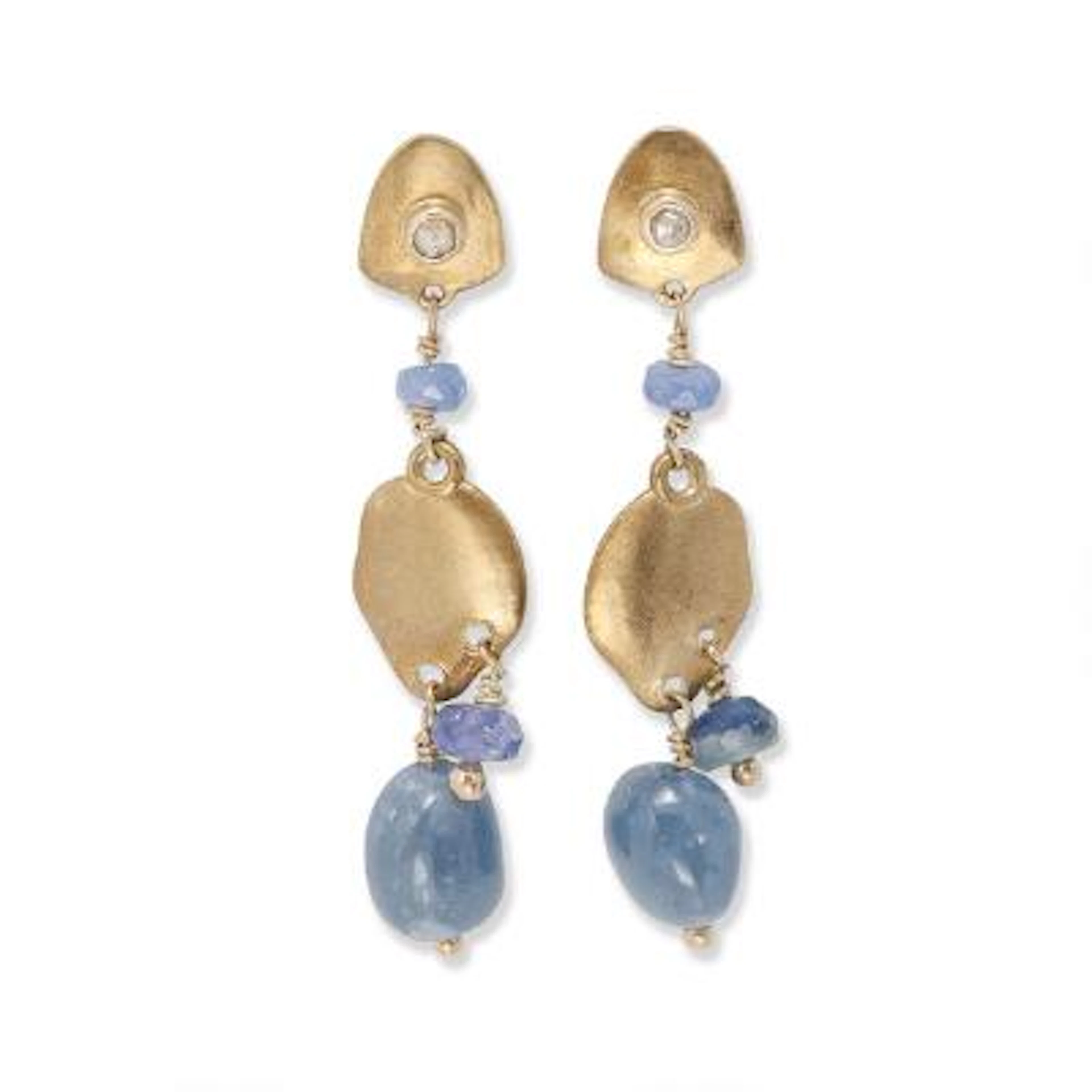 Natascha Trolle: A pair of ear pendants set with sapphires and diamonds.