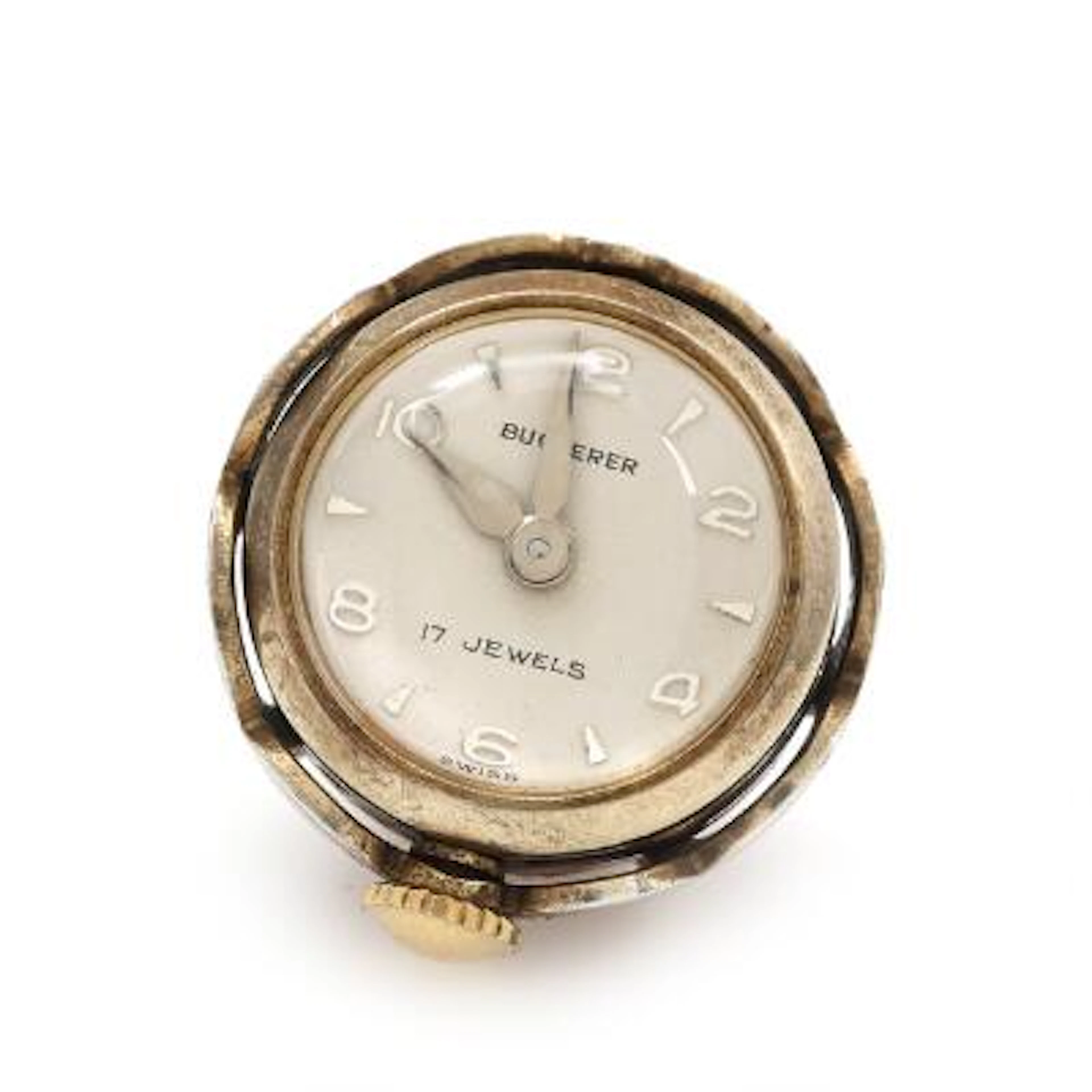 Bucherer: A pendant watch of part gilt sterling silver embellished