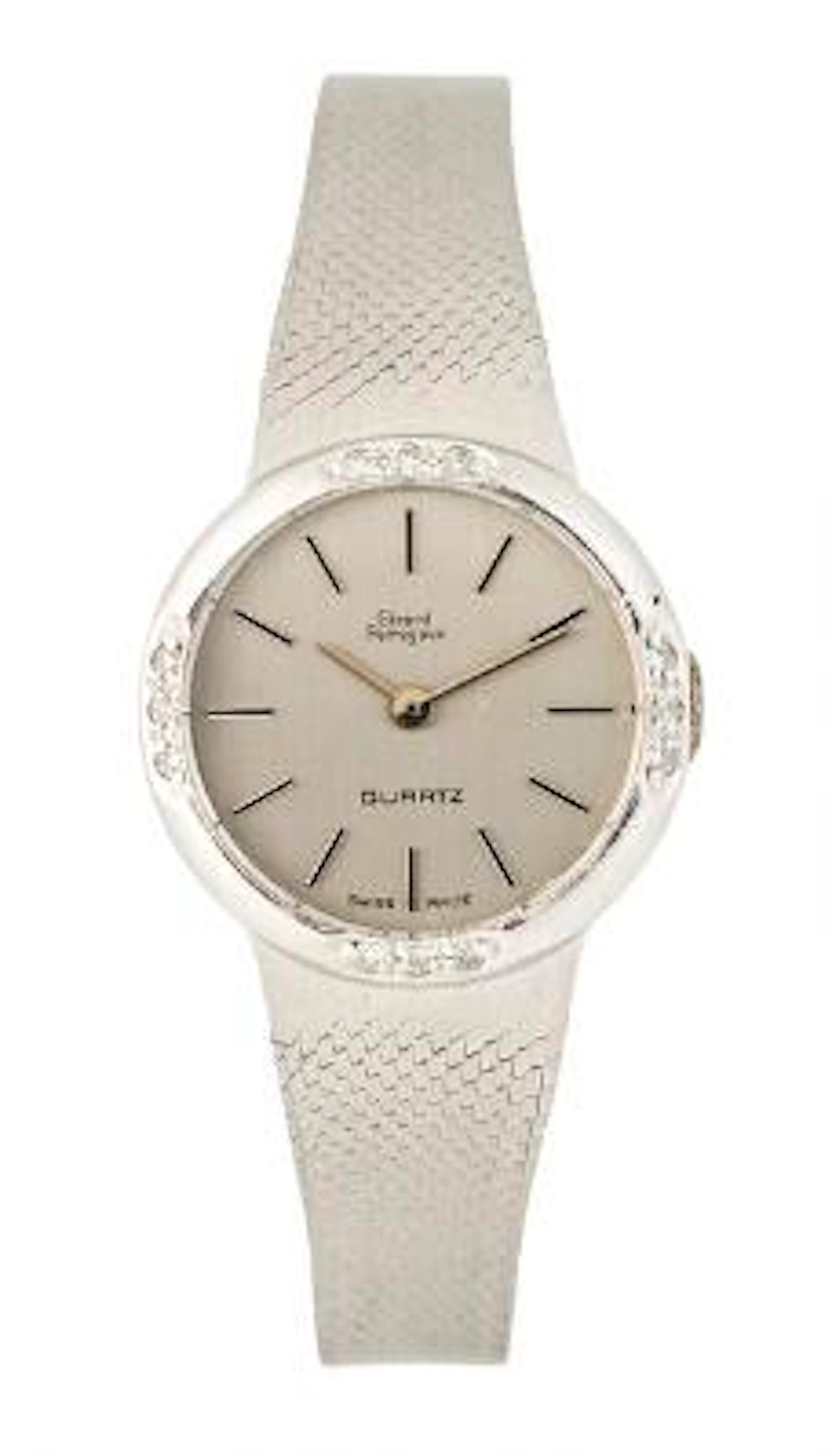 Girard-Perregaux: 14k white gold with diamonds. Quartz movement. 1980s.