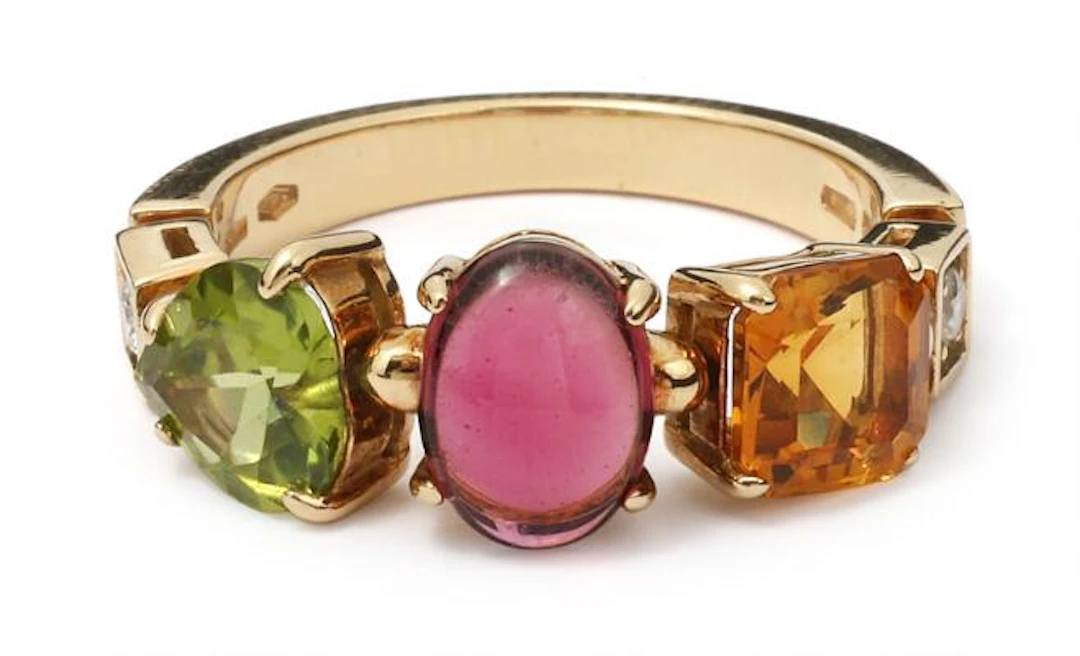 Bulgari: An "Allegra" ring set with a peridote, tourmaline, citrine
