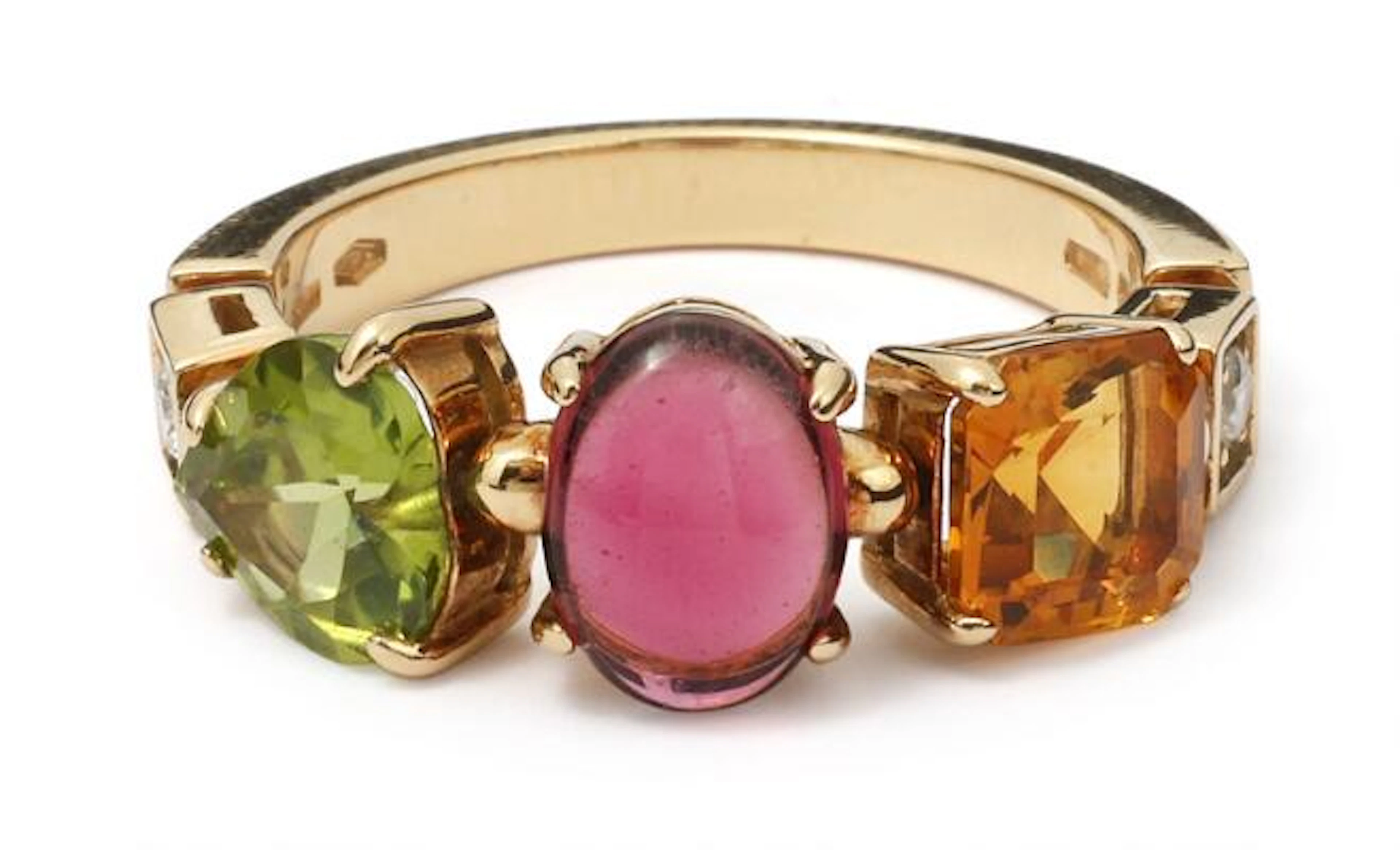 Bulgari: An "Allegra" ring set with a peridote, tourmaline, citrine